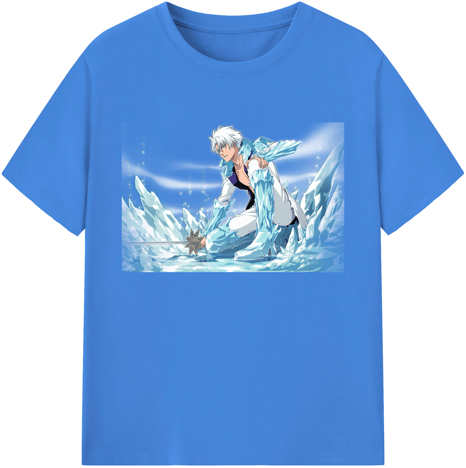 （画像用） ブリーチ 日番谷冬獅郎（ひつがや とうしろう） BLEACH Hitsugaya Toushirou 綿100％ メンズ半袖Tシャツ｜肌触りやわらか＆通気性