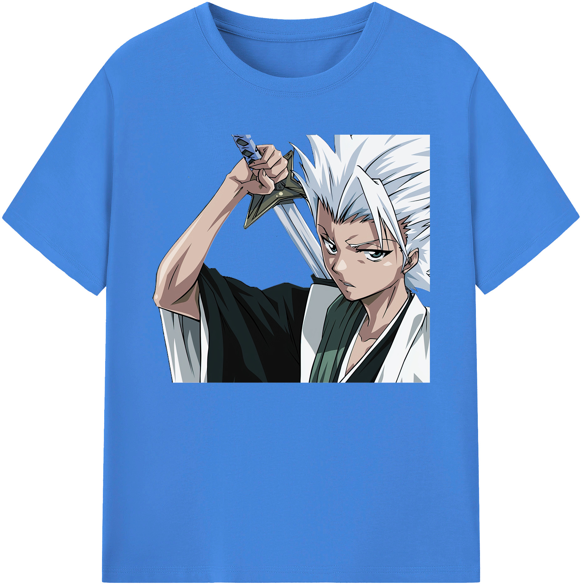（画像用） ブリーチ 日番谷冬獅郎（ひつがや とうしろう） BLEACH Hitsugaya Toushirou 綿100％ メンズ半袖Tシャツ｜肌触りやわらか＆通気性