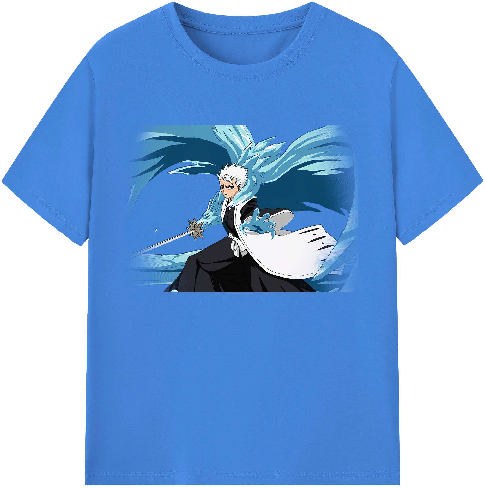 （画像用） ブリーチ 日番谷冬獅郎（ひつがや とうしろう） BLEACH Hitsugaya Toushirou 綿100％ メンズ半袖Tシャツ｜肌触りやわらか＆通気性