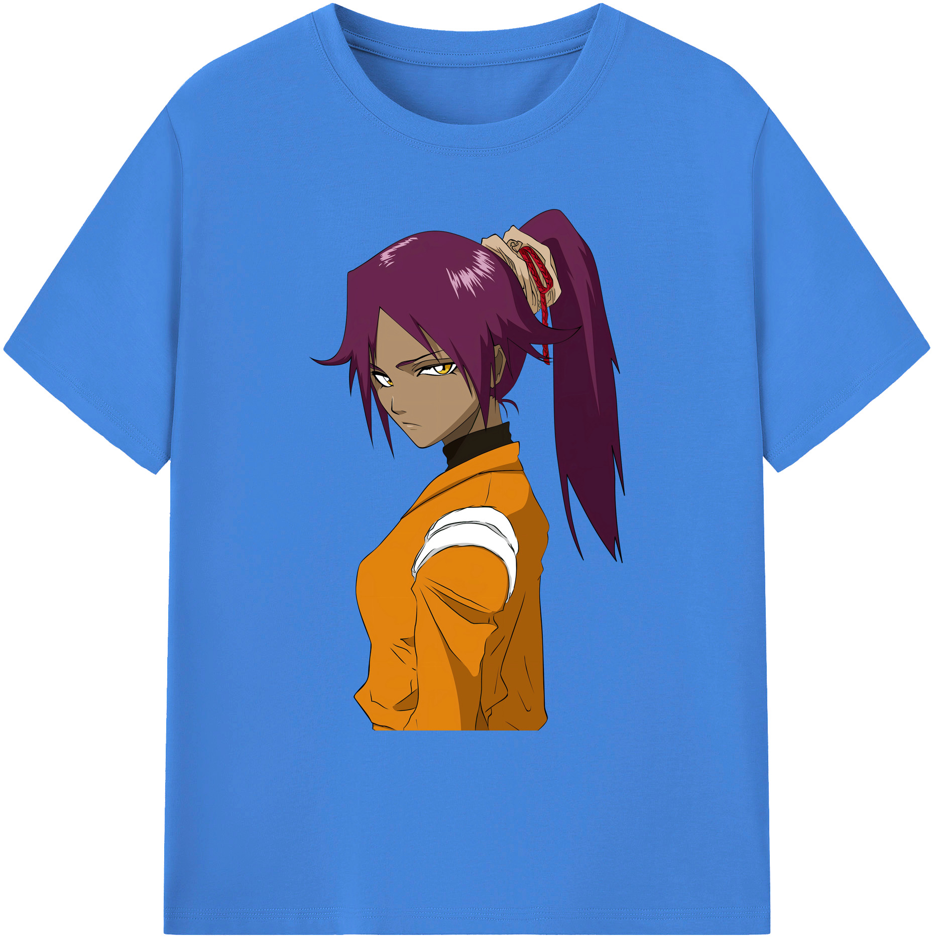 （画像用） ブリーチ 四楓院 夜一（しほういん よるいち） BLEACH Shihouin Yoruichi 綿100％ メンズ半袖Tシャツ｜肌触りやわらか＆通気性