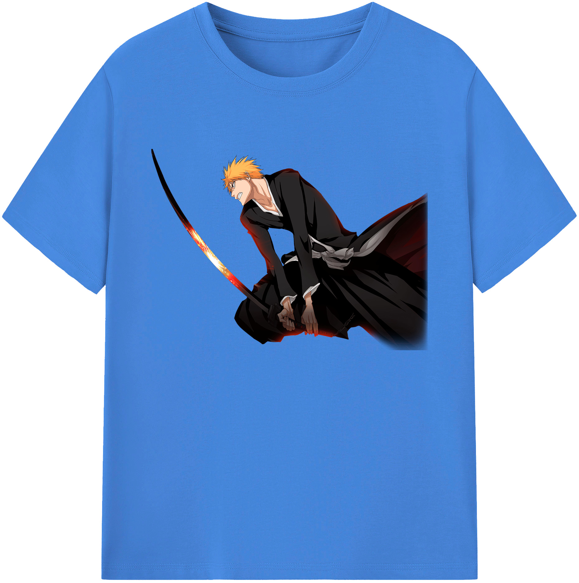 （画像用） ブリーチ 黒崎一護（くろさき いちご）BLEACH Kurosaki Ichigo 綿100％ メンズ半袖Tシャツ｜肌触りやわらか＆通気性