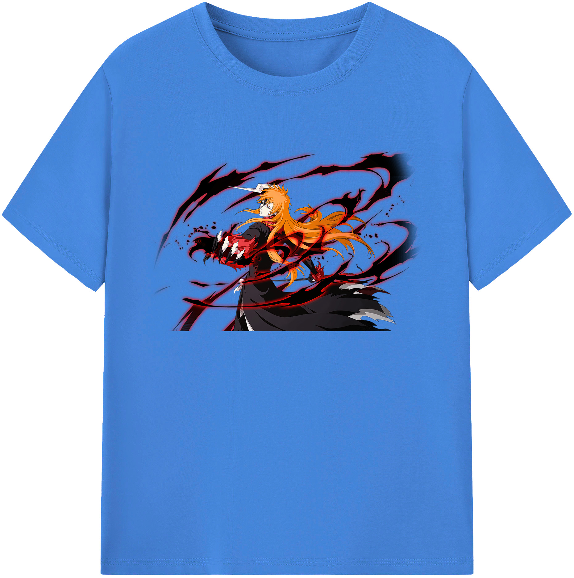（画像用） ブリーチ 黒崎一護（くろさき いちご）BLEACH Kurosaki Ichigo 綿100％ メンズ半袖Tシャツ｜肌触りやわらか＆通気性