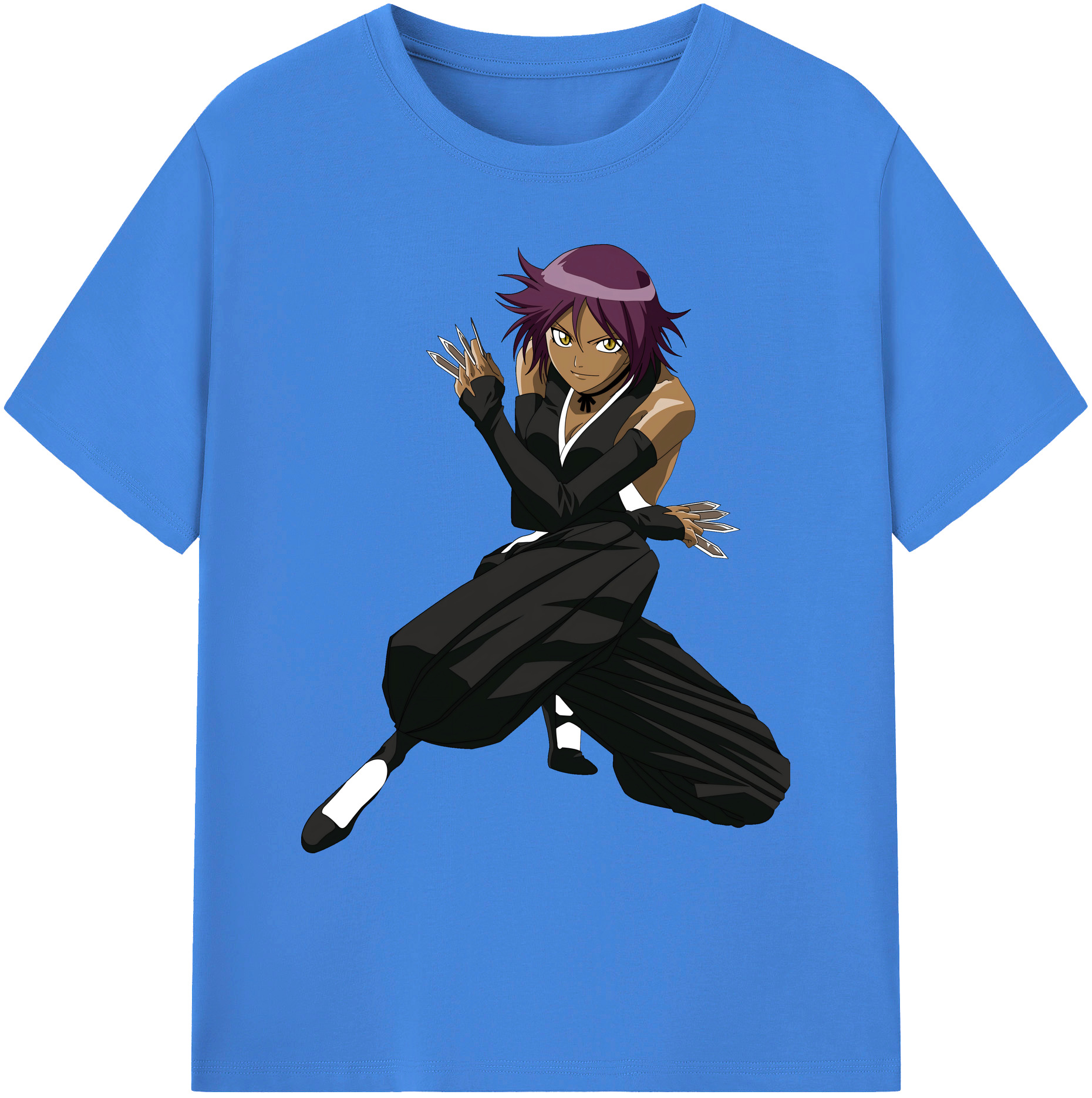 （画像用） ブリーチ 四楓院 夜一（しほういん よるいち） BLEACH Shihouin Yoruichi 綿100％ メンズ半袖Tシャツ｜肌触りやわらか＆通気性