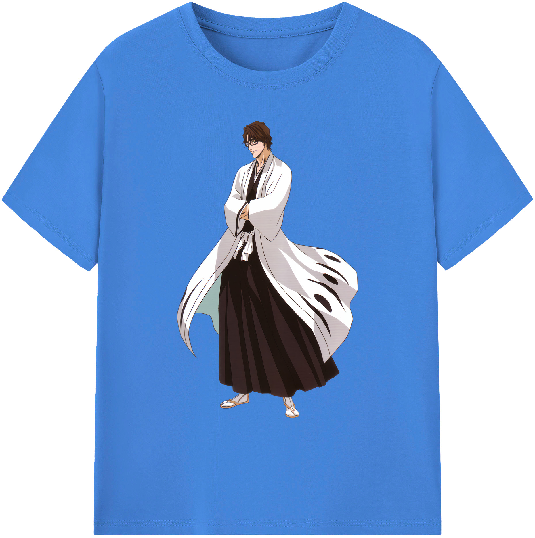 （画像用） ブリーチ 藍染 惣右介（あいぜん そうすけ） BLEACH Aizen Sousuke 綿100％ メンズ半袖Tシャツ｜肌触りやわらか＆通気性