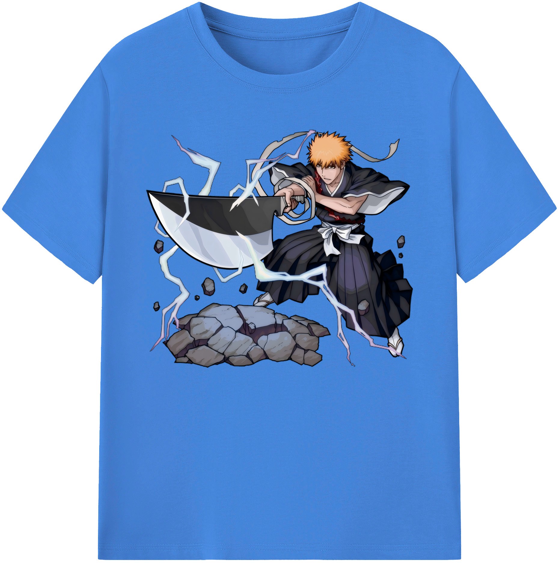（画像用） ブリーチ 黒崎一護（くろさき いちご）BLEACH Kurosaki Ichigo 綿100％ メンズ半袖Tシャツ｜肌触りやわらか＆通気性