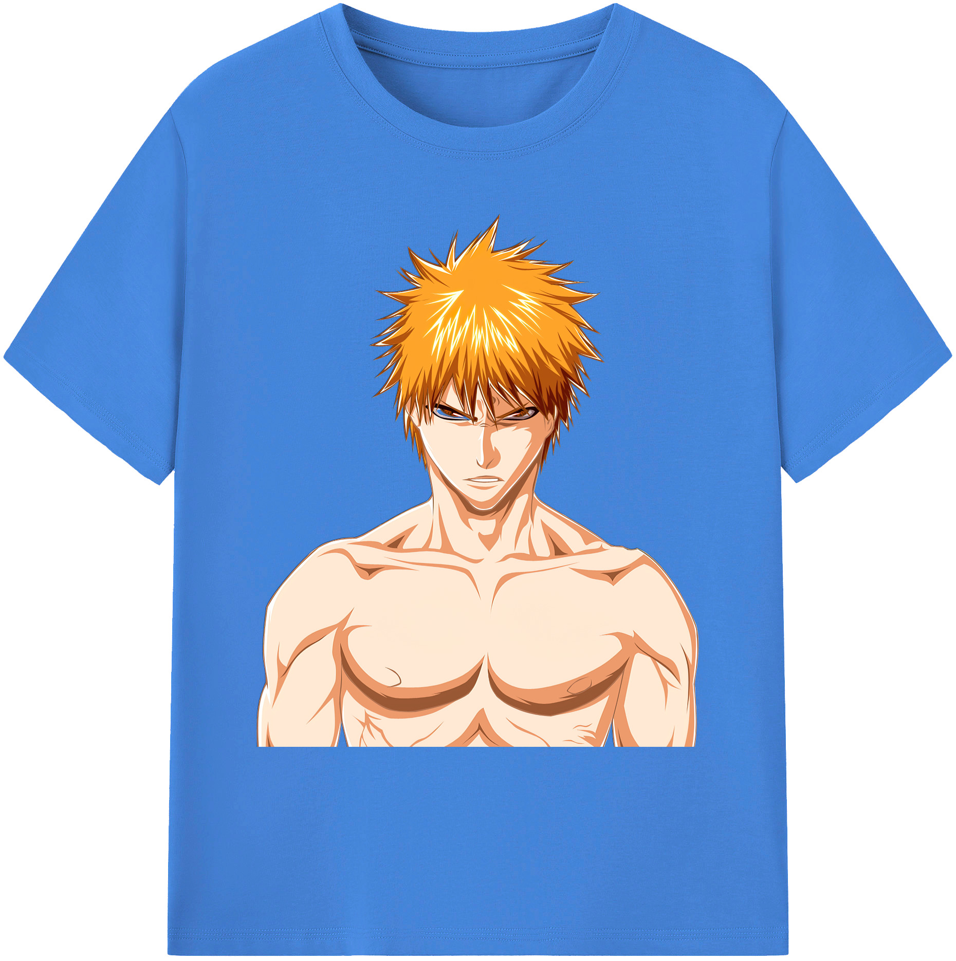 （画像用） ブリーチ 黒崎一護（くろさき いちご）BLEACH Kurosaki Ichigo 綿100％ メンズ半袖Tシャツ｜肌触りやわらか＆通気性