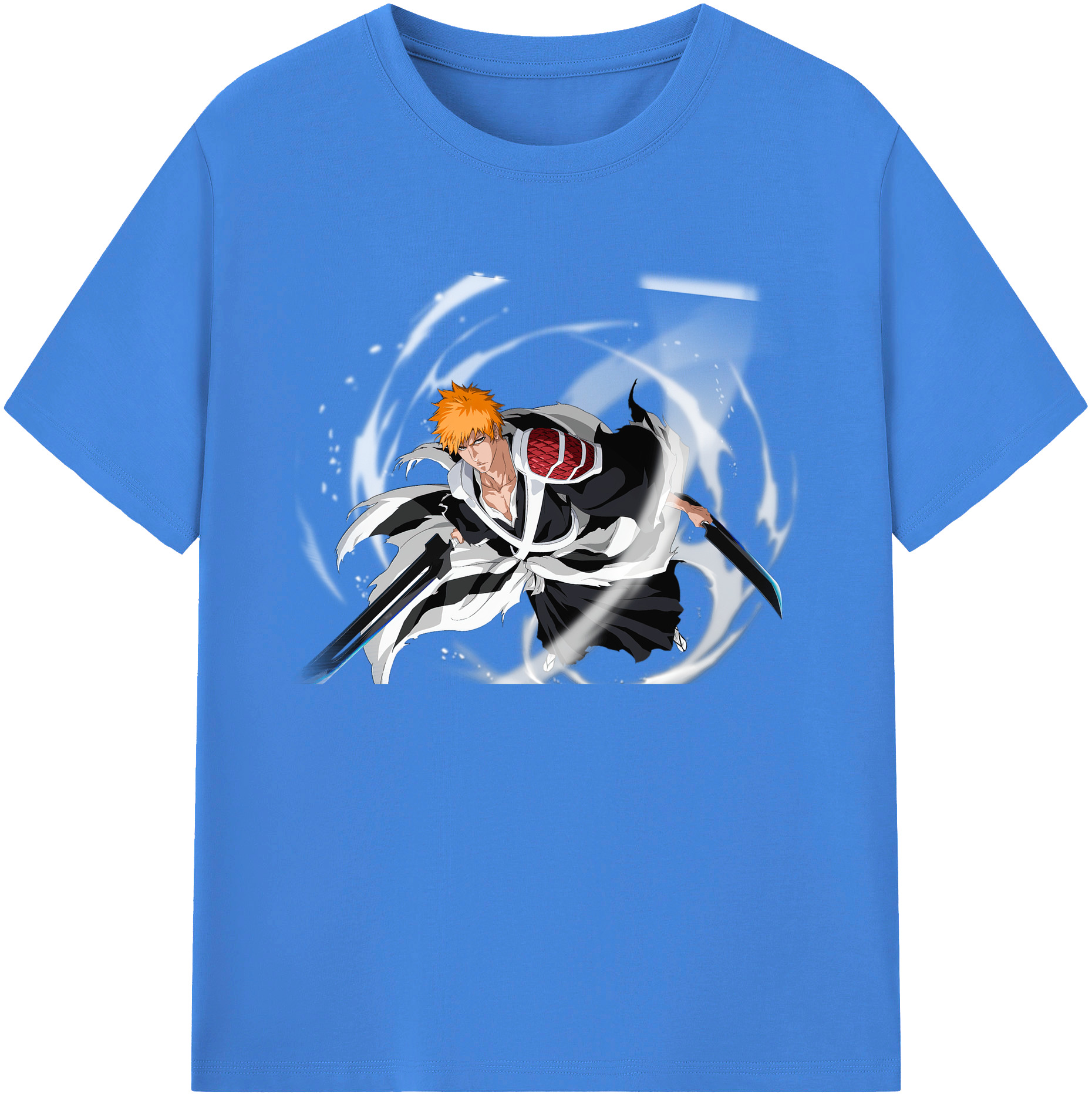 （画像用） ブリーチ 黒崎一護（くろさき いちご）BLEACH Kurosaki Ichigo 綿100％ メンズ半袖Tシャツ｜肌触りやわらか＆通気性