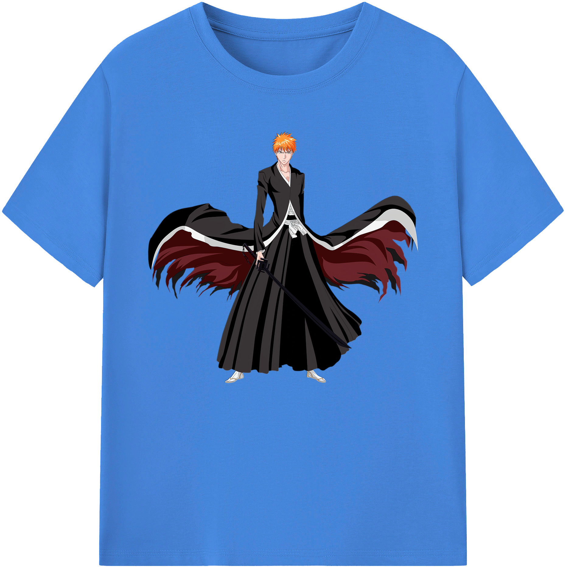 （画像用） ブリーチ 黒崎一護（くろさき いちご）BLEACH Kurosaki Ichigo 綿100％ メンズ半袖Tシャツ｜肌触りやわらか＆通気性
