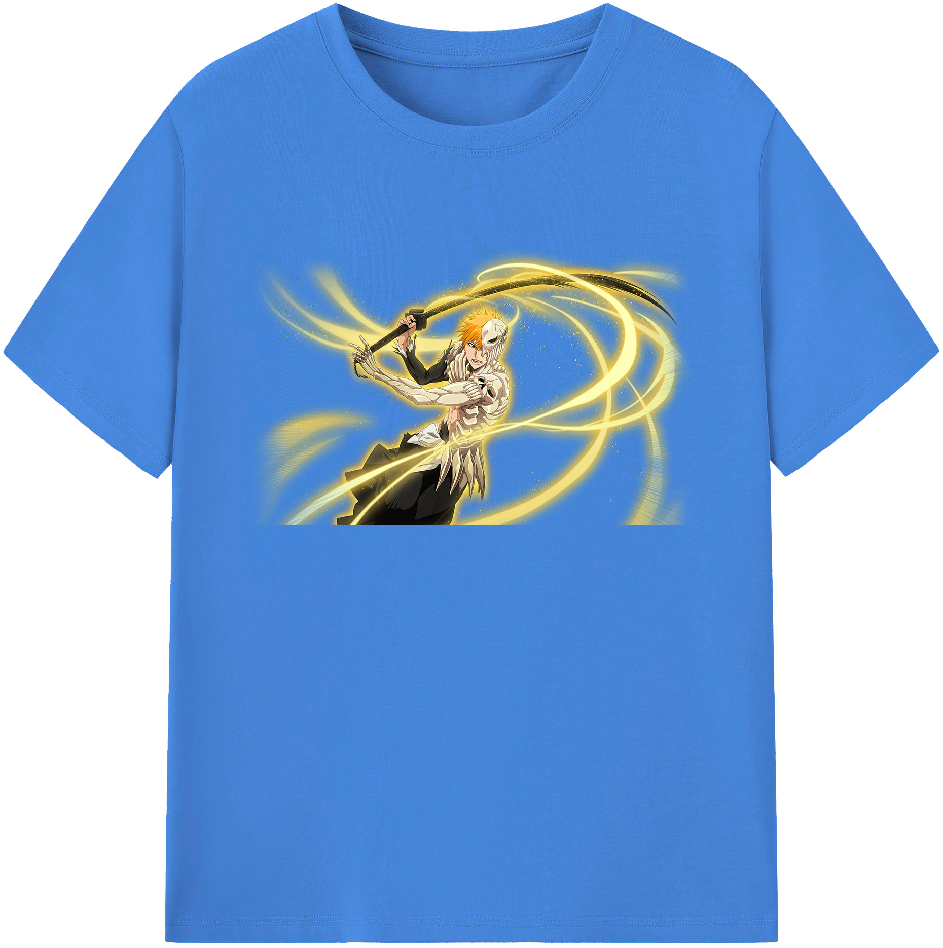 （画像用） ブリーチ 黒崎一護（くろさき いちご）BLEACH Kurosaki Ichigo 綿100％ メンズ半袖Tシャツ｜肌触りやわらか＆通気性