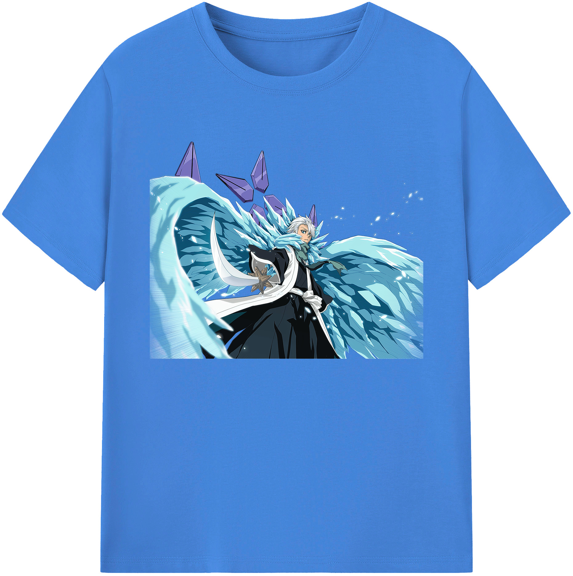 （画像用） ブリーチ 日番谷冬獅郎（ひつがや とうしろう） BLEACH Hitsugaya Toushirou 綿100％ メンズ半袖Tシャツ｜肌触りやわらか＆通気性
