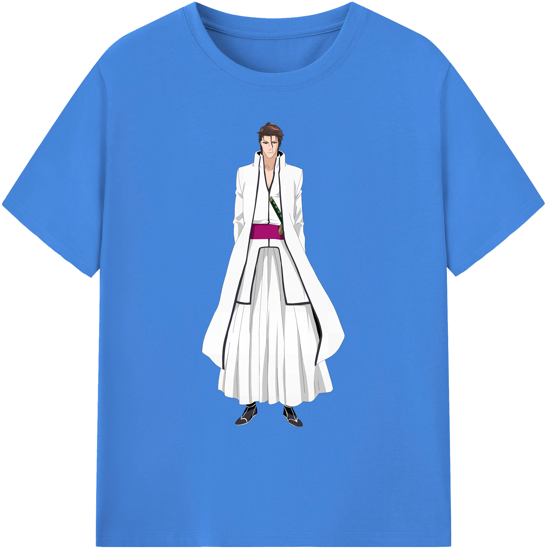 （画像用） ブリーチ 藍染 惣右介（あいぜん そうすけ） BLEACH Aizen Sousuke 綿100％ メンズ半袖Tシャツ｜肌触りやわらか＆通気性