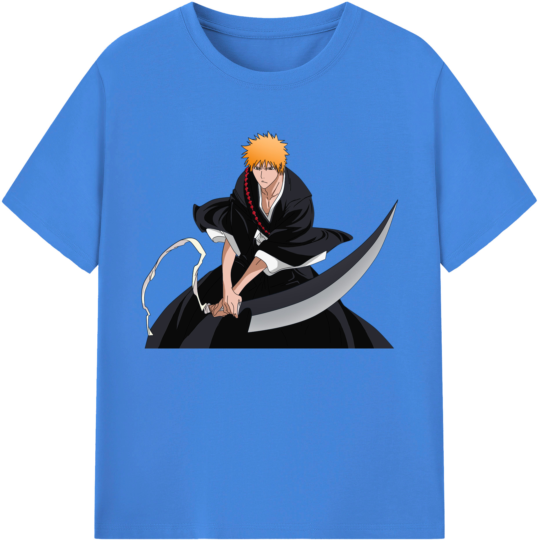 （画像用） ブリーチ 黒崎一護（くろさき いちご）BLEACH Kurosaki Ichigo 綿100％ メンズ半袖Tシャツ｜肌触りやわらか＆通気性