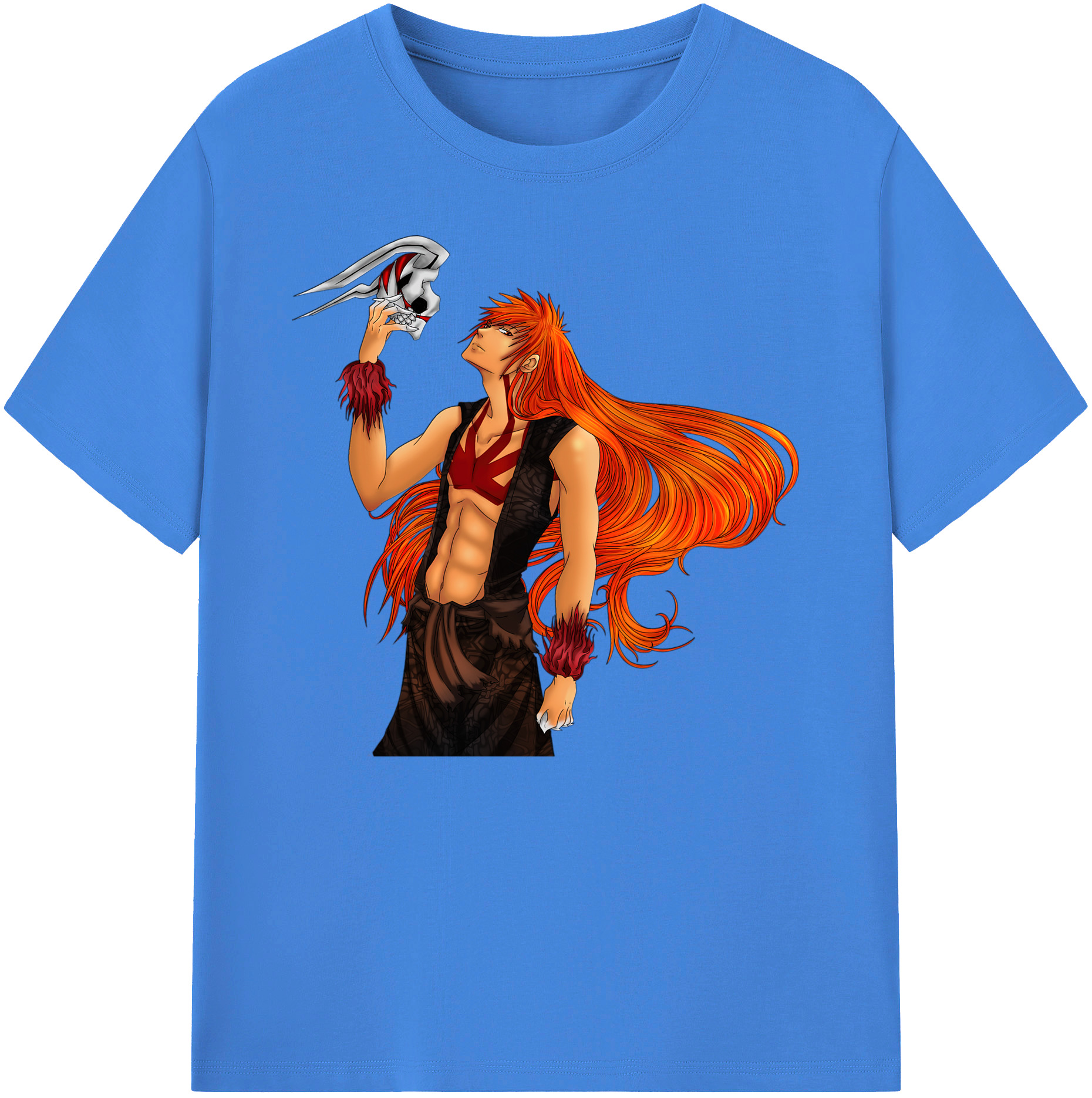 （画像用） ブリーチ 黒崎一護（くろさき いちご）BLEACH Kurosaki Ichigo 綿100％ メンズ半袖Tシャツ｜肌触りやわらか＆通気性