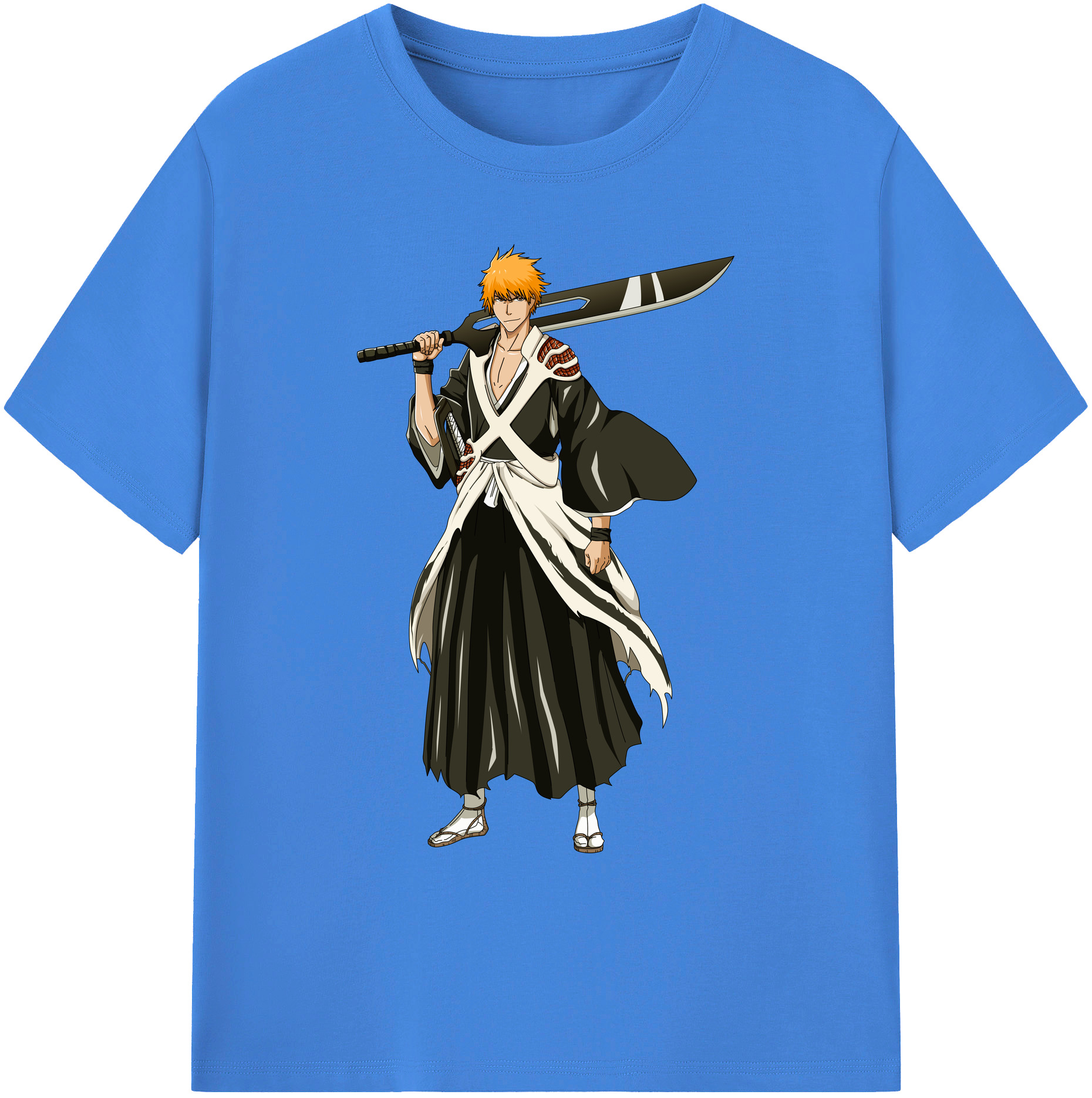 （画像用） ブリーチ 黒崎一護（くろさき いちご）BLEACH Kurosaki Ichigo 綿100％ メンズ半袖Tシャツ｜肌触りやわらか＆通気性