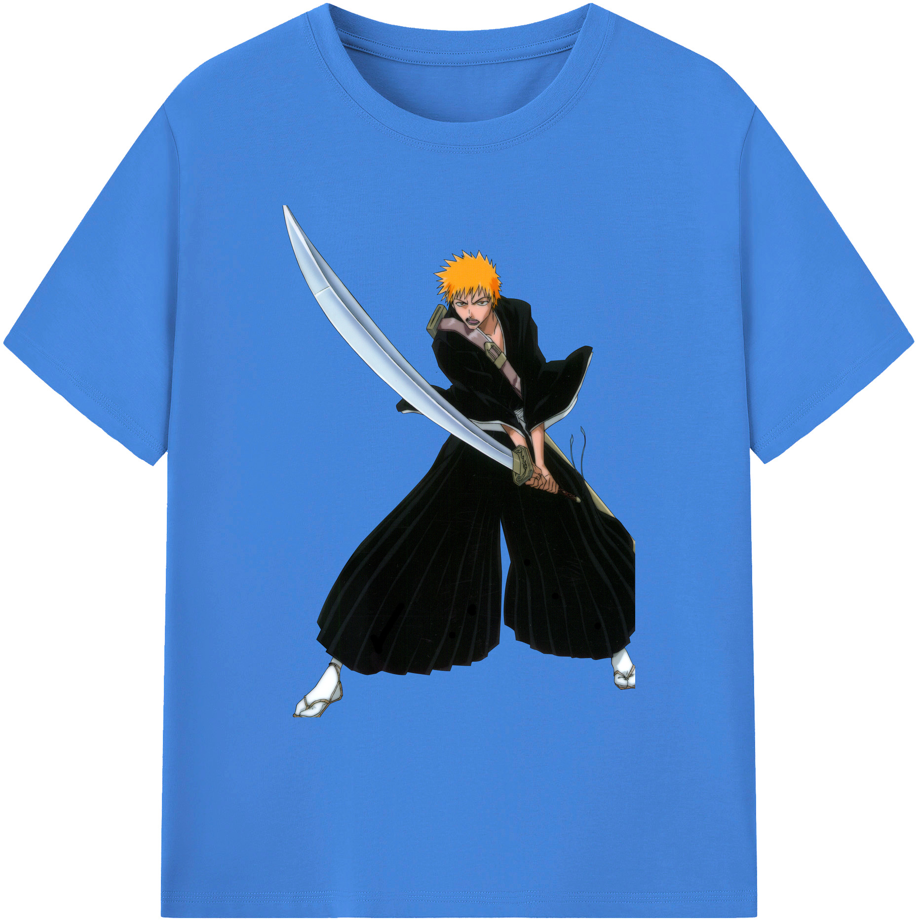 （画像用） ブリーチ 黒崎一護（くろさき いちご）BLEACH Kurosaki Ichigo 綿100％ メンズ半袖Tシャツ｜肌触りやわらか＆通気性