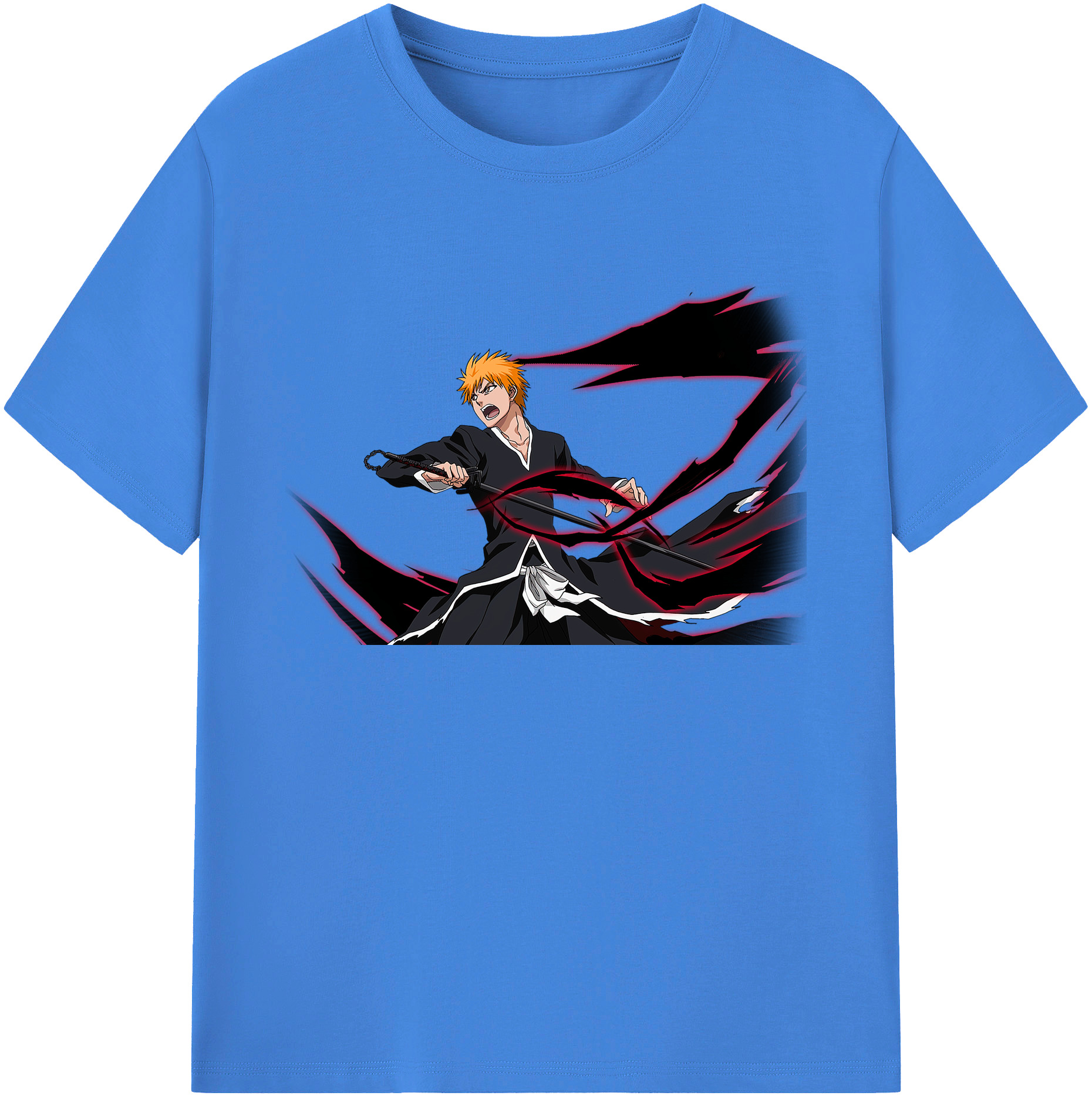 （画像用） ブリーチ 黒崎一護（くろさき いちご）BLEACH Kurosaki Ichigo 綿100％ メンズ半袖Tシャツ｜肌触りやわらか＆通気性