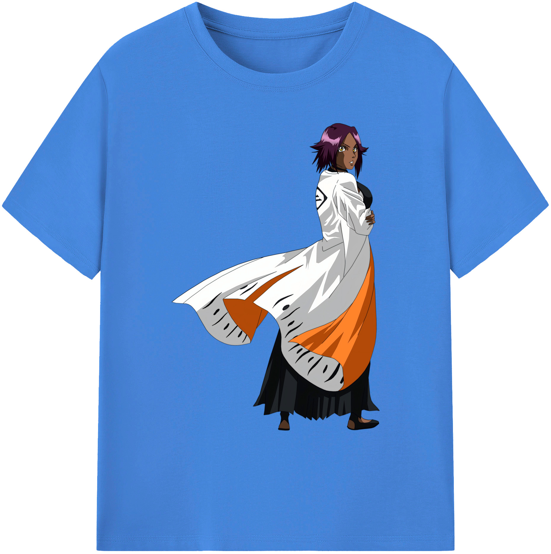（画像用） ブリーチ 四楓院 夜一（しほういん よるいち） BLEACH Shihouin Yoruichi 綿100％ メンズ半袖Tシャツ｜肌触りやわらか＆通気性