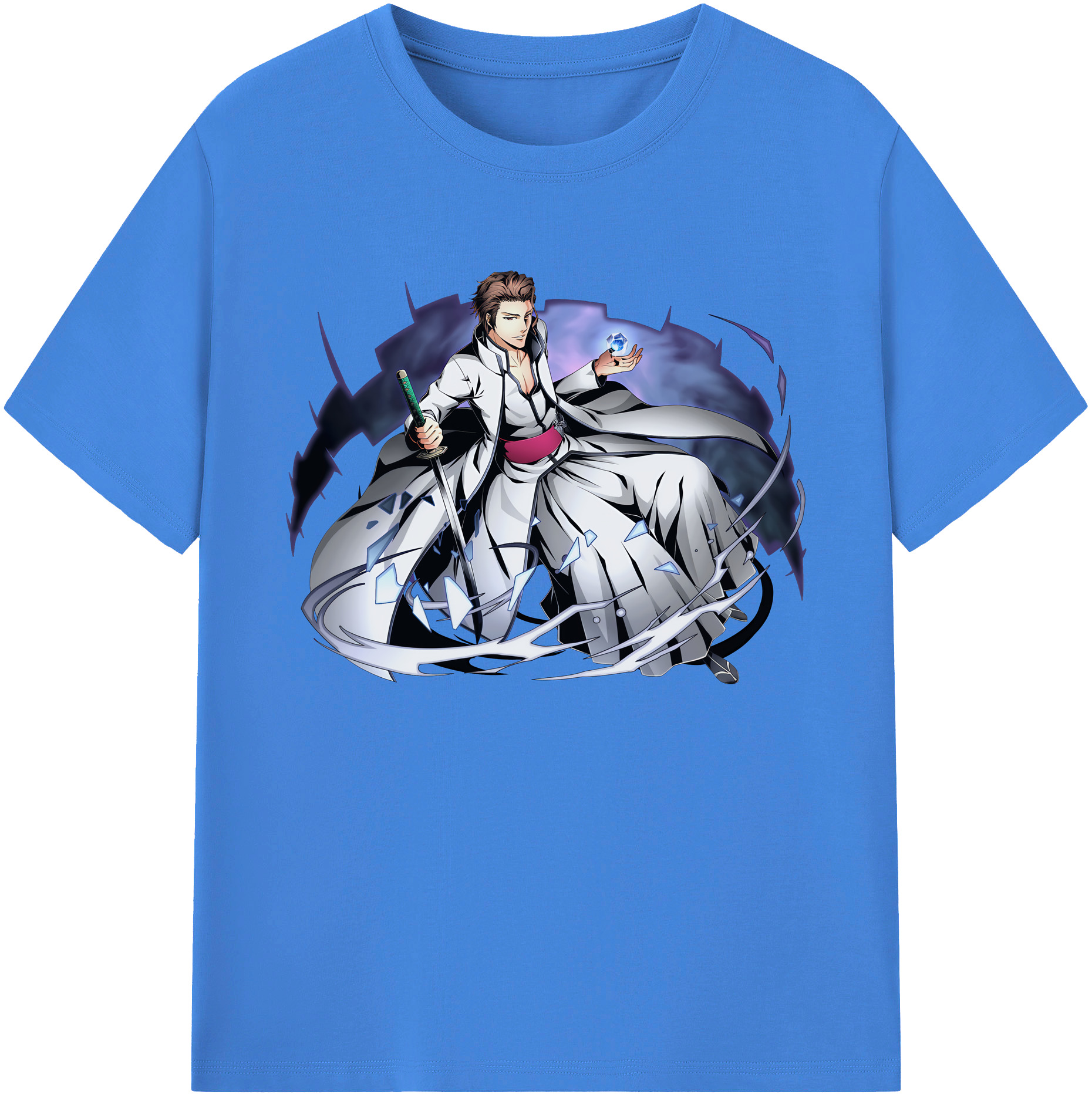 （画像用） ブリーチ 藍染 惣右介（あいぜん そうすけ） BLEACH Aizen Sousuke 綿100％ メンズ半袖Tシャツ｜肌触りやわらか＆通気性