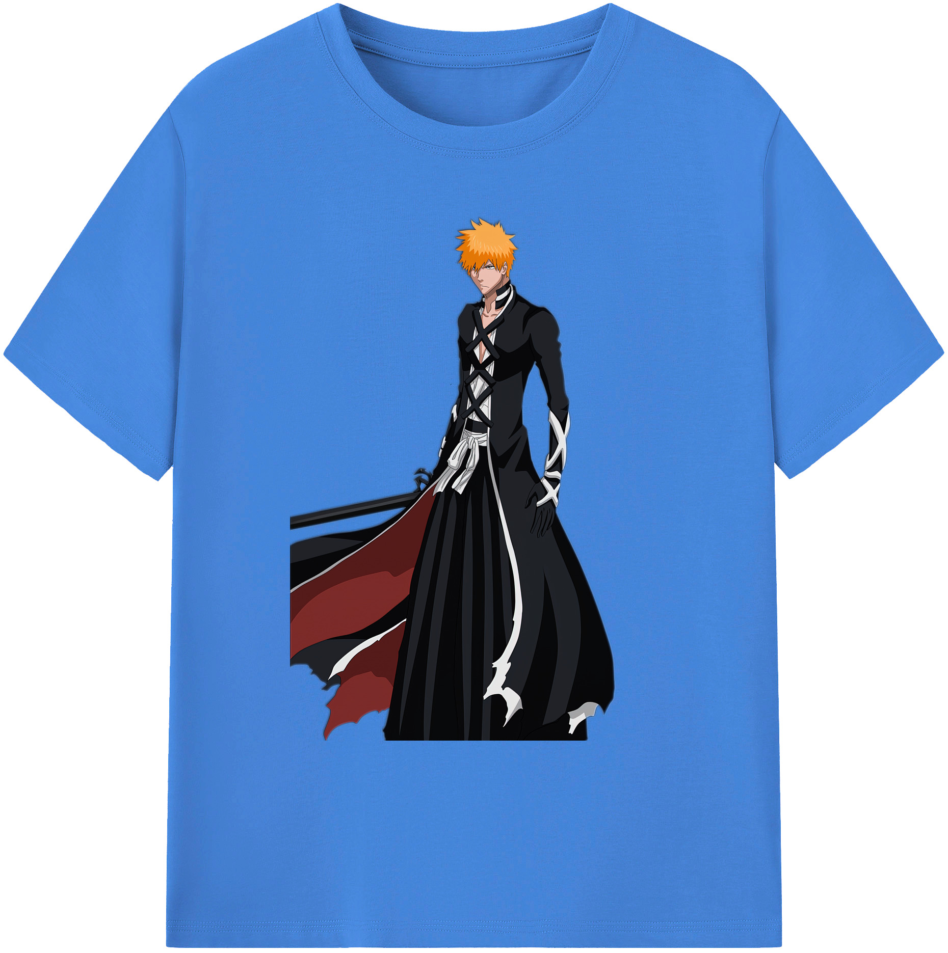 （画像用） ブリーチ 黒崎一護（くろさき いちご）BLEACH Kurosaki Ichigo 綿100％ メンズ半袖Tシャツ｜肌触りやわらか＆通気性