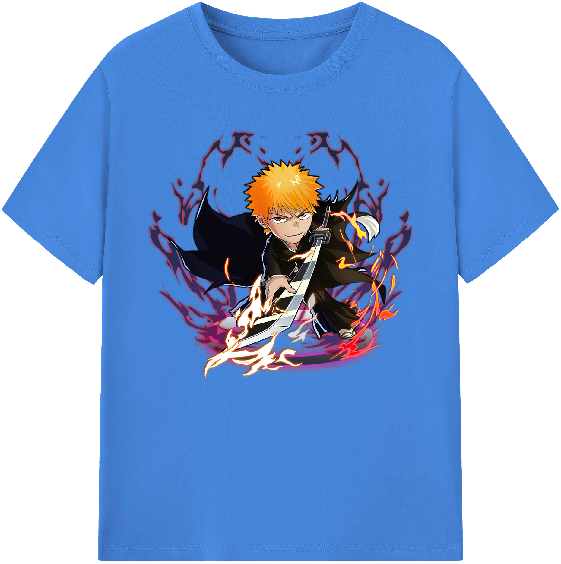 （画像用） ブリーチ 黒崎一護（くろさき いちご）BLEACH Kurosaki Ichigo 綿100％ メンズ半袖Tシャツ｜肌触りやわらか＆通気性