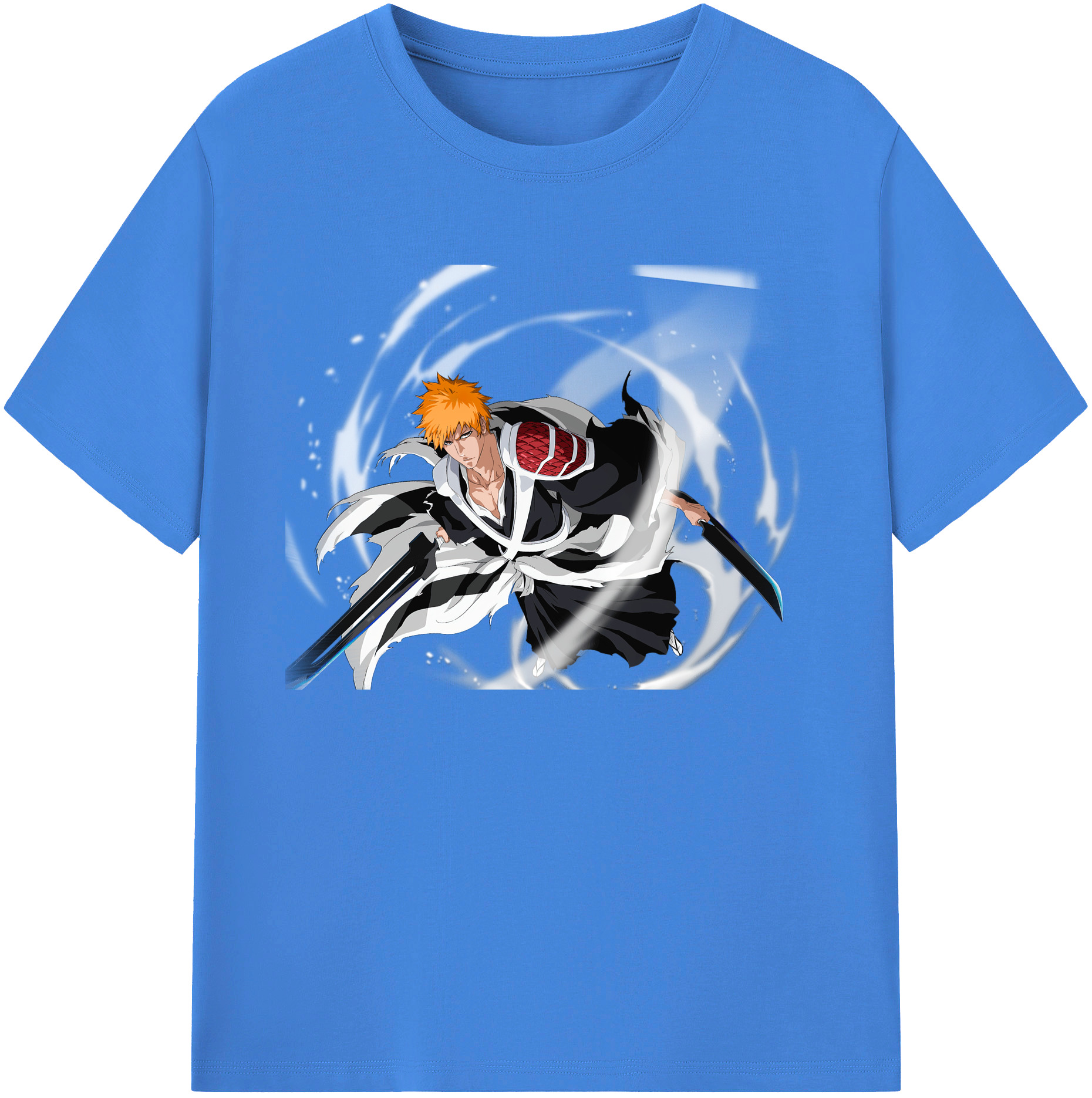 （画像用） ブリーチ 黒崎一護（くろさき いちご）BLEACH Kurosaki Ichigo 綿100％ メンズ半袖Tシャツ｜肌触りやわらか＆通気性