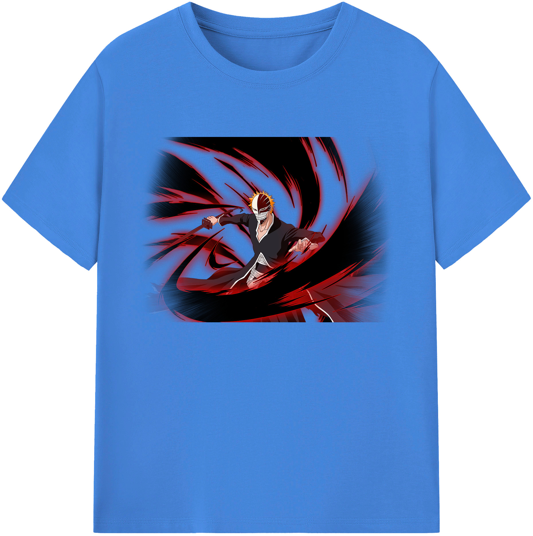（画像用） ブリーチ 黒崎一護（くろさき いちご）BLEACH Kurosaki Ichigo 綿100％ メンズ半袖Tシャツ｜肌触りやわらか＆通気性