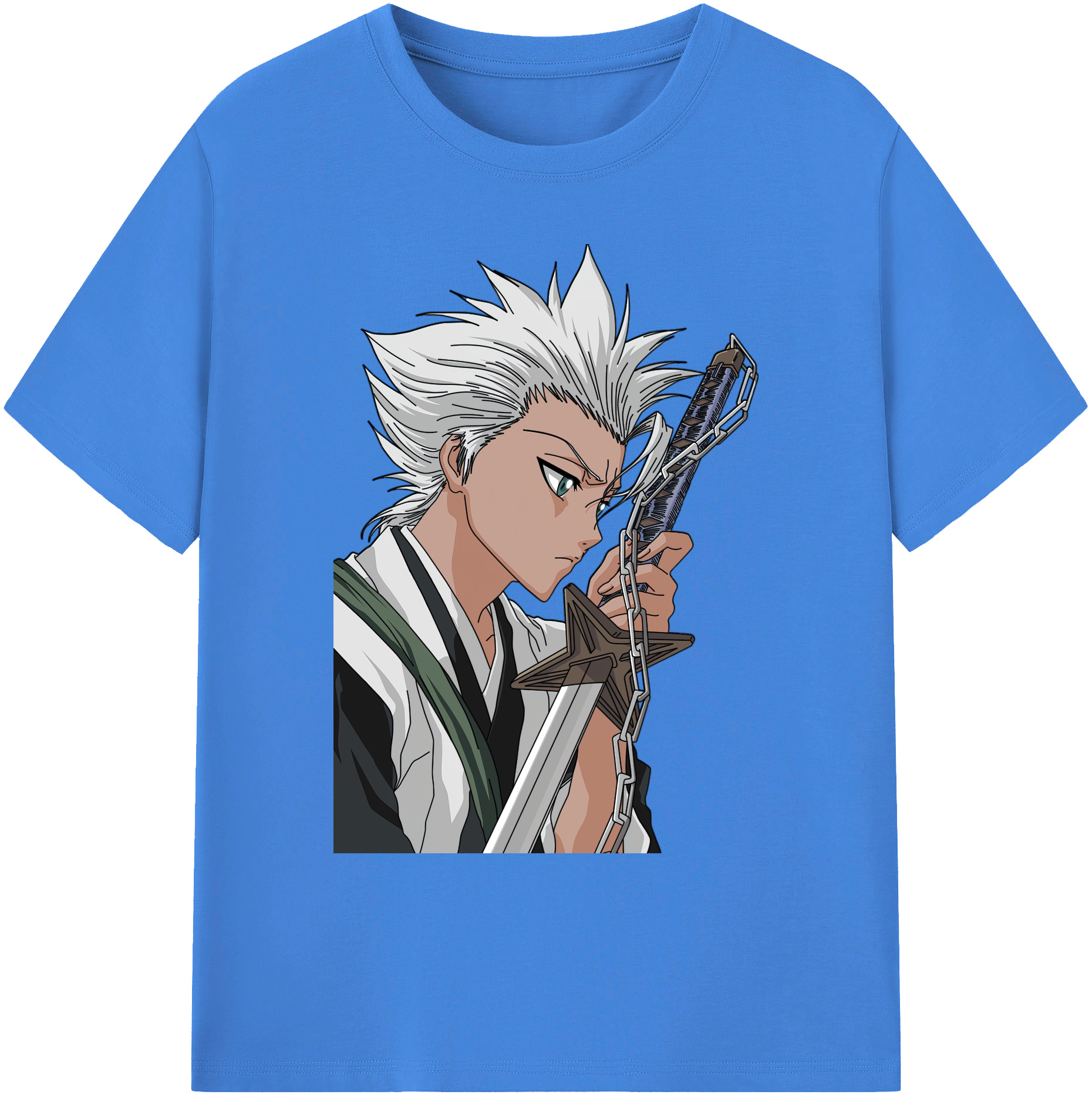 （画像用） ブリーチ 日番谷冬獅郎（ひつがや とうしろう） BLEACH Hitsugaya Toushirou 綿100％ メンズ半袖Tシャツ｜肌触りやわらか＆通気性