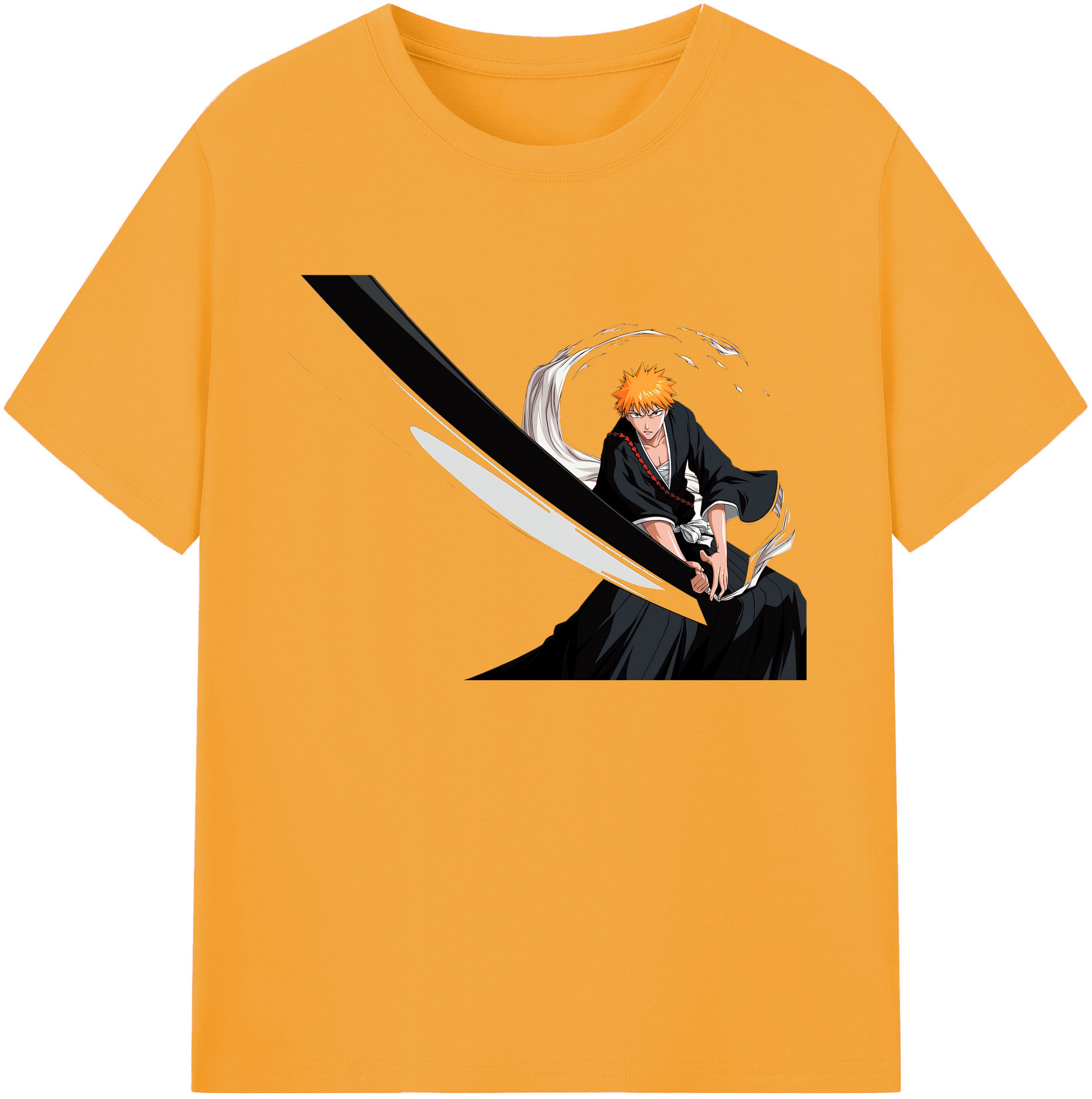 （画像用） ブリーチ 黒崎一護（くろさき いちご）BLEACH Kurosaki Ichigo 綿100％ メンズ半袖Tシャツ｜肌触りやわらか＆通気性