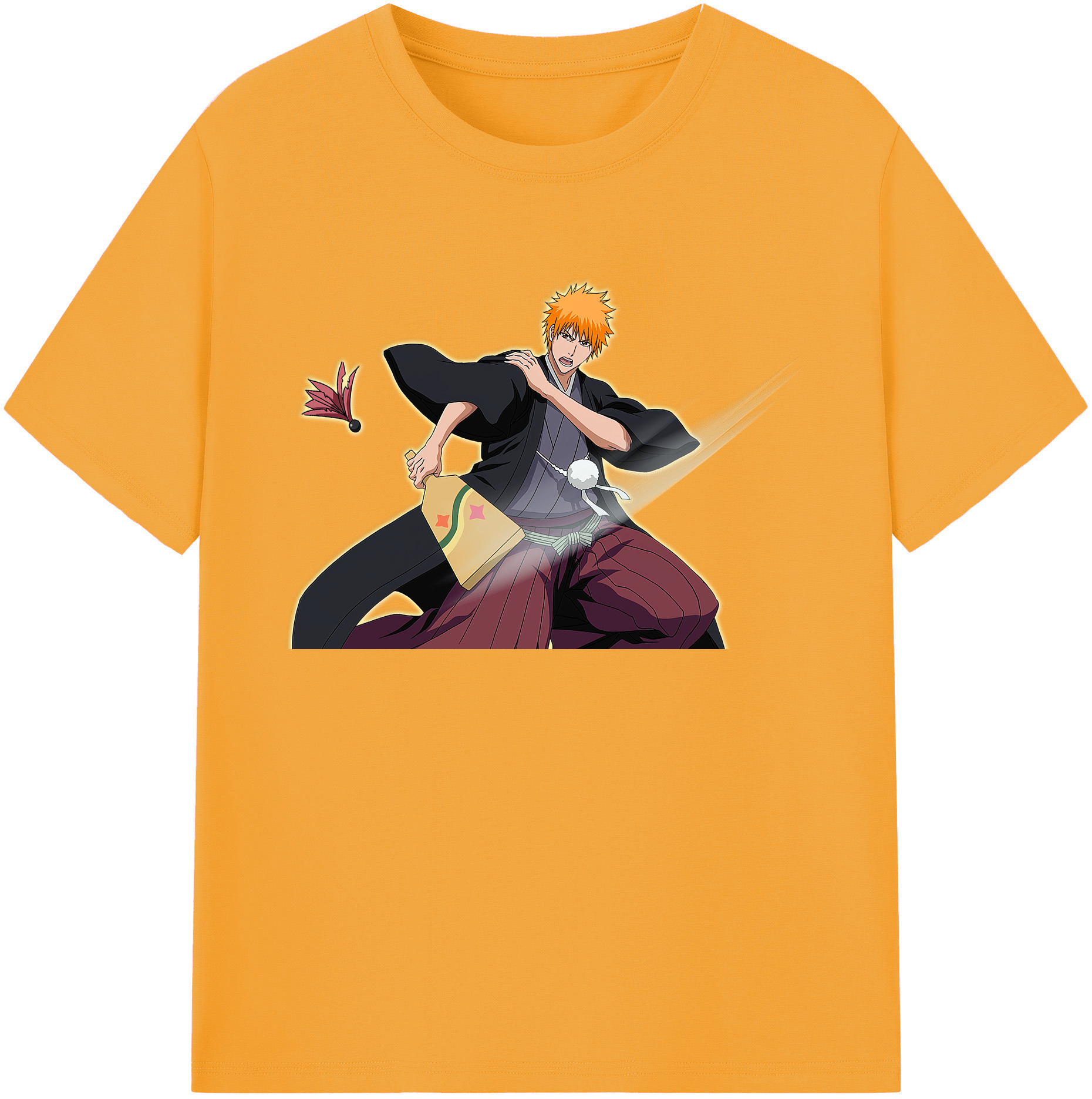 （画像用） ブリーチ 黒崎一護（くろさき いちご）BLEACH Kurosaki Ichigo 綿100％ メンズ半袖Tシャツ｜肌触りやわらか＆通気性