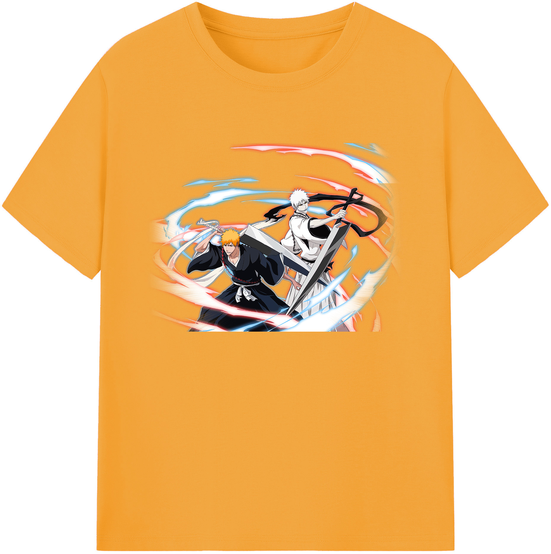 （画像用） ブリーチ 黒崎一護（くろさき いちご）BLEACH Kurosaki Ichigo 綿100％ メンズ半袖Tシャツ｜肌触りやわらか＆通気性