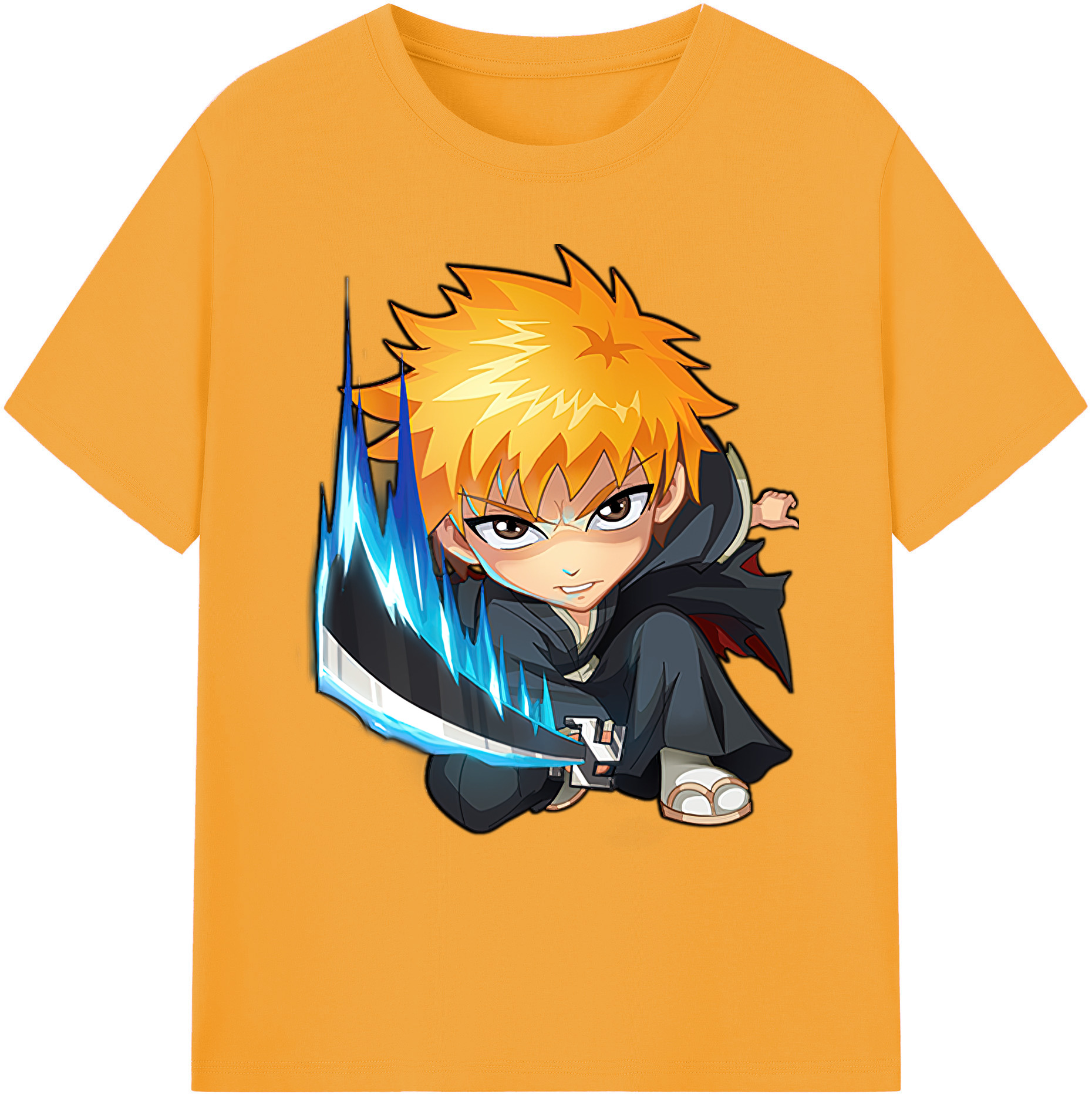 （画像用） ブリーチ 黒崎一護（くろさき いちご）BLEACH Kurosaki Ichigo 綿100％ メンズ半袖Tシャツ｜肌触りやわらか＆通気性