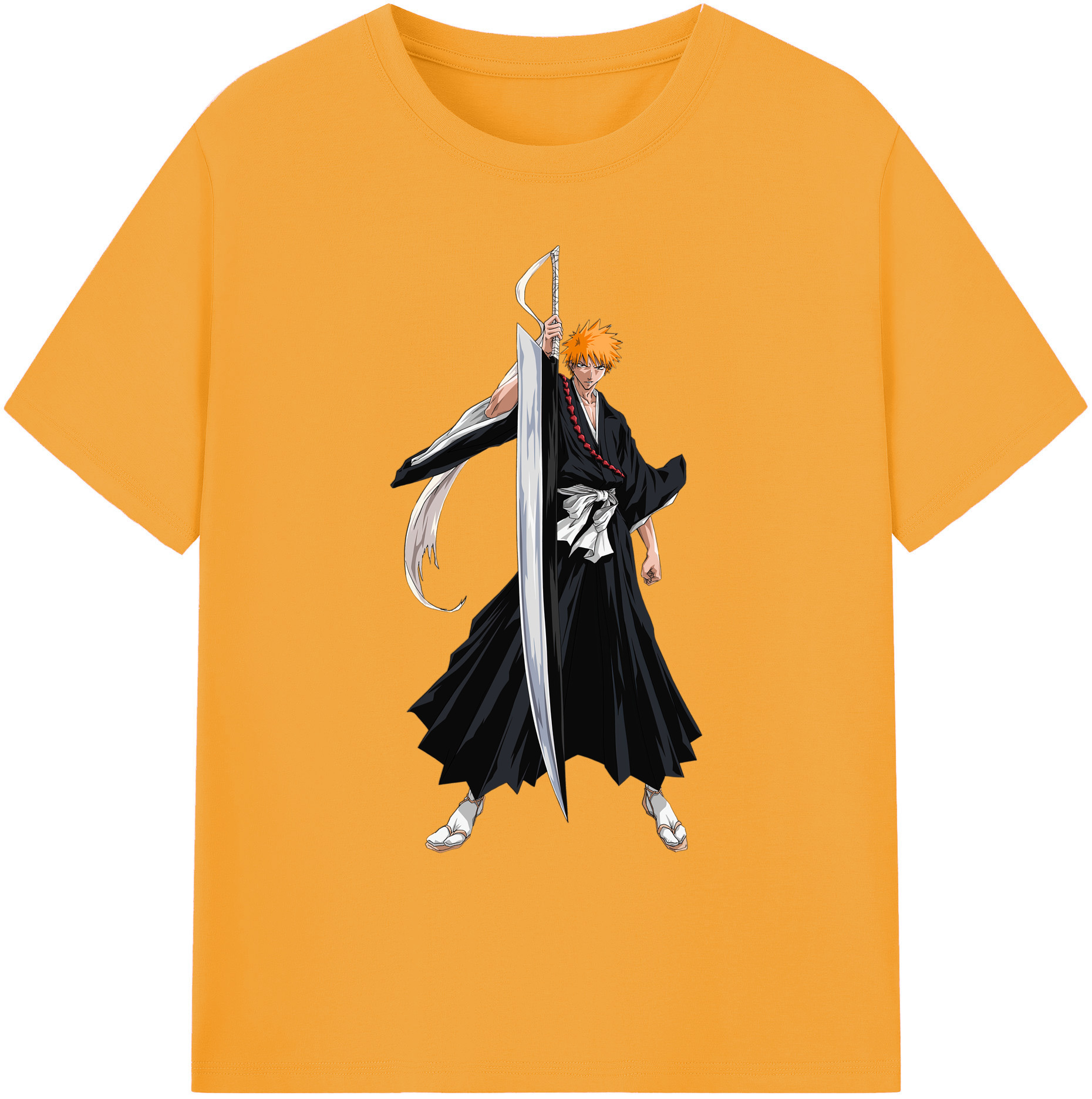 （画像用） ブリーチ 黒崎一護（くろさき いちご）BLEACH Kurosaki Ichigo 綿100％ メンズ半袖Tシャツ｜肌触りやわらか＆通気性