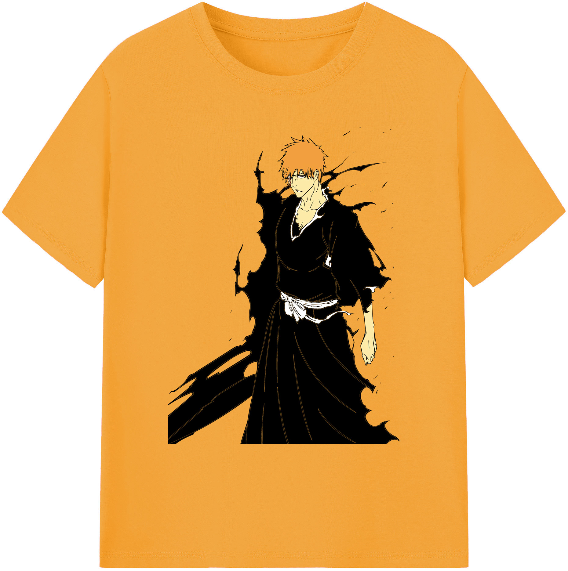 （画像用） ブリーチ 黒崎一護（くろさき いちご）BLEACH Kurosaki Ichigo 綿100％ メンズ半袖Tシャツ｜肌触りやわらか＆通気性