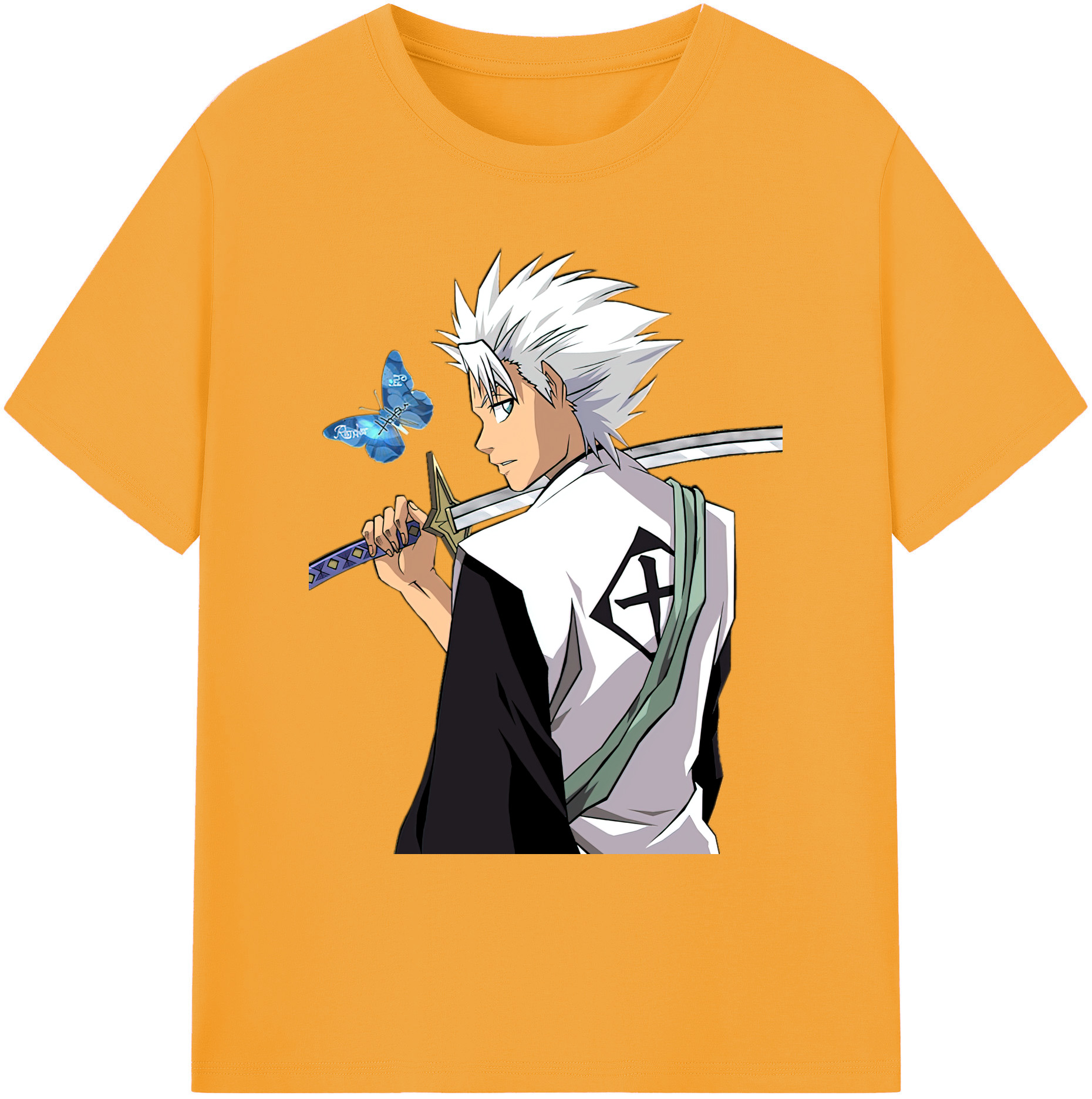 （画像用） ブリーチ 日番谷冬獅郎（ひつがや とうしろう） BLEACH Hitsugaya Toushirou 綿100％ メンズ半袖Tシャツ｜肌触りやわらか＆通気性