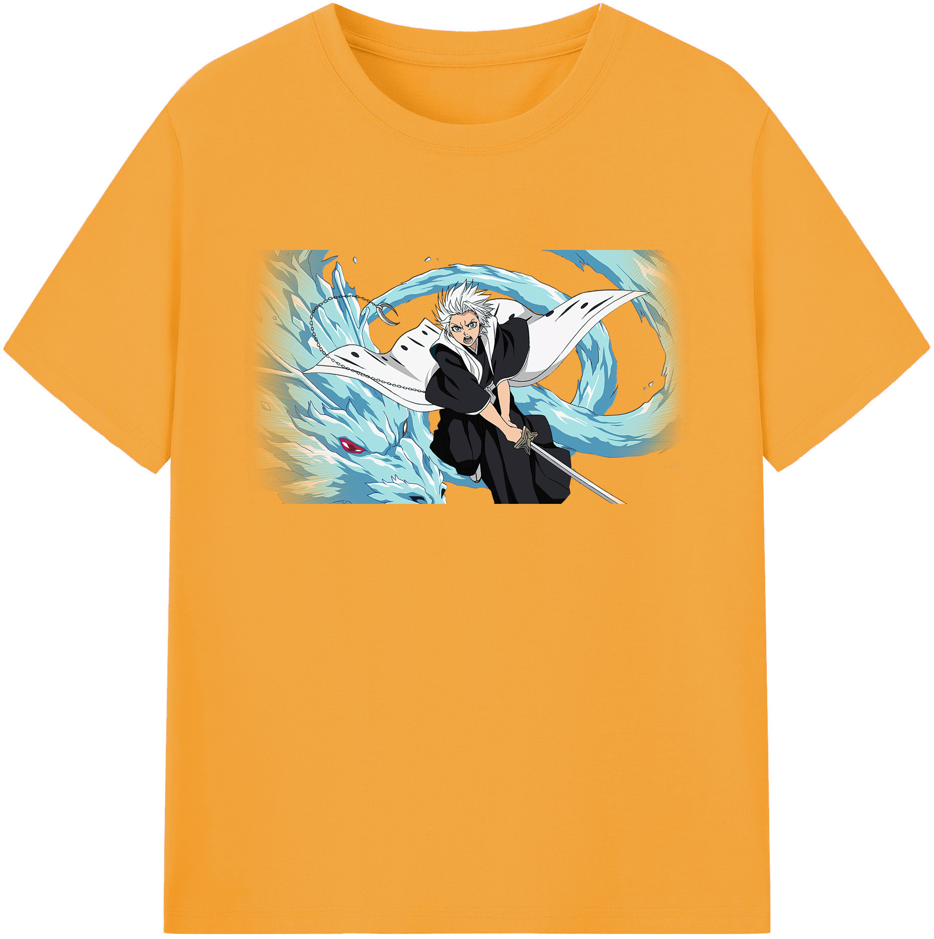 （画像用） ブリーチ 日番谷冬獅郎（ひつがや とうしろう） BLEACH Hitsugaya Toushirou 綿100％ メンズ半袖Tシャツ｜肌触りやわらか＆通気性