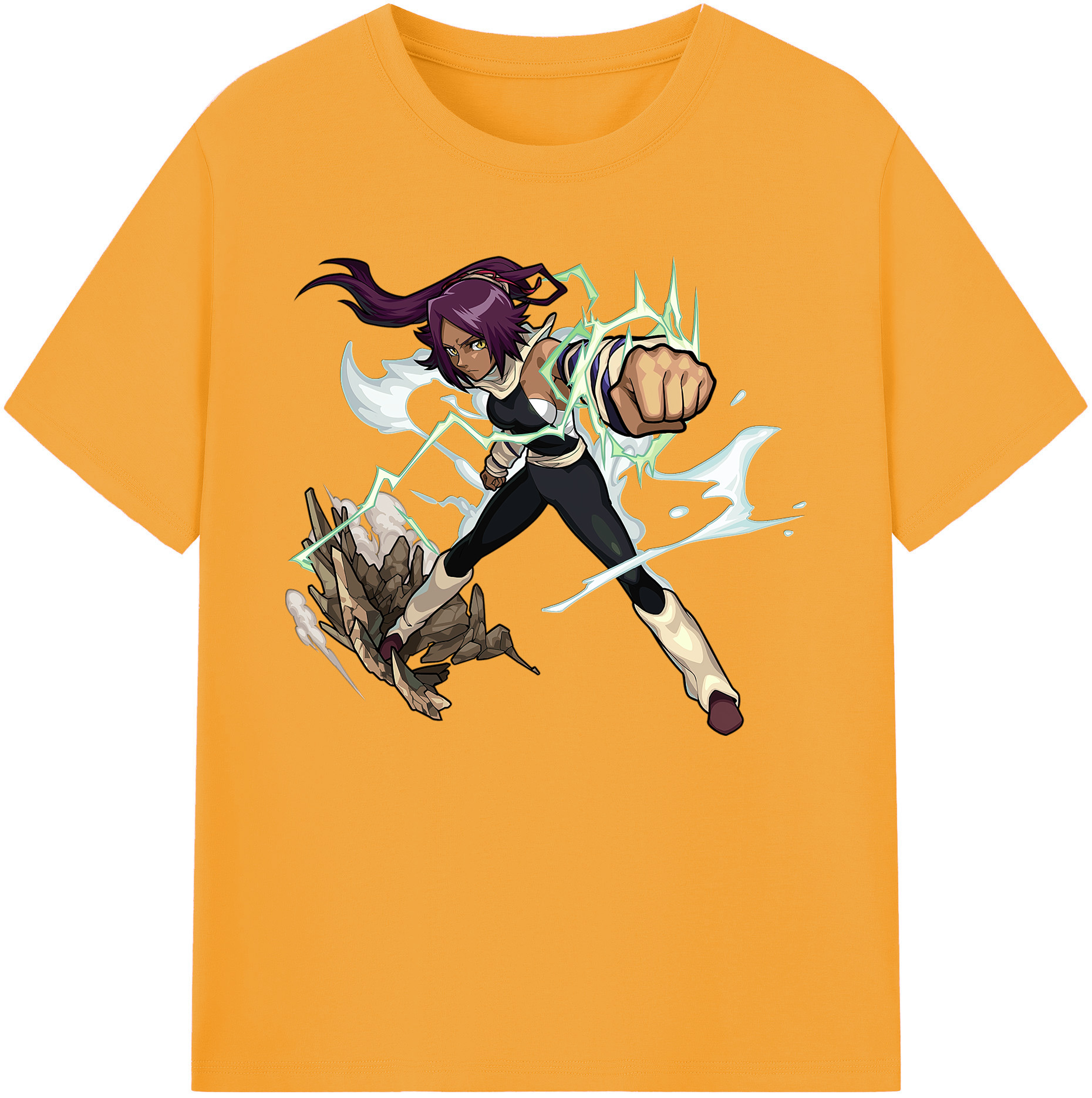 （画像用） ブリーチ 四楓院 夜一（しほういん よるいち） BLEACH Shihouin Yoruichi 綿100％ メンズ半袖Tシャツ｜肌触りやわらか＆通気性