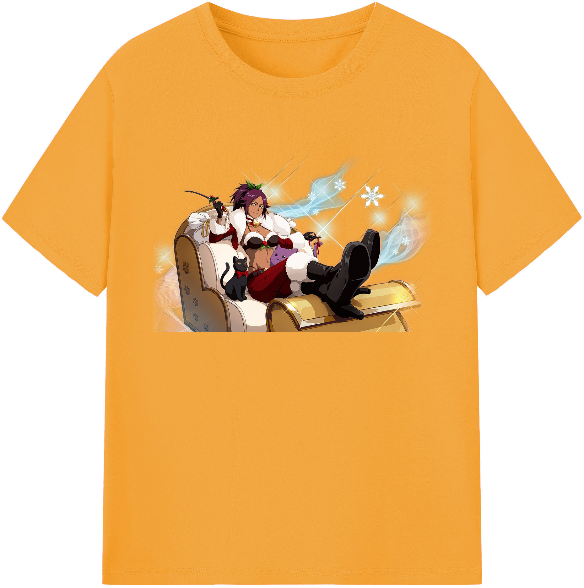 （画像用） ブリーチ 四楓院 夜一（しほういん よるいち） BLEACH Shihouin Yoruichi 綿100％ メンズ半袖Tシャツ｜肌触りやわらか＆通気性