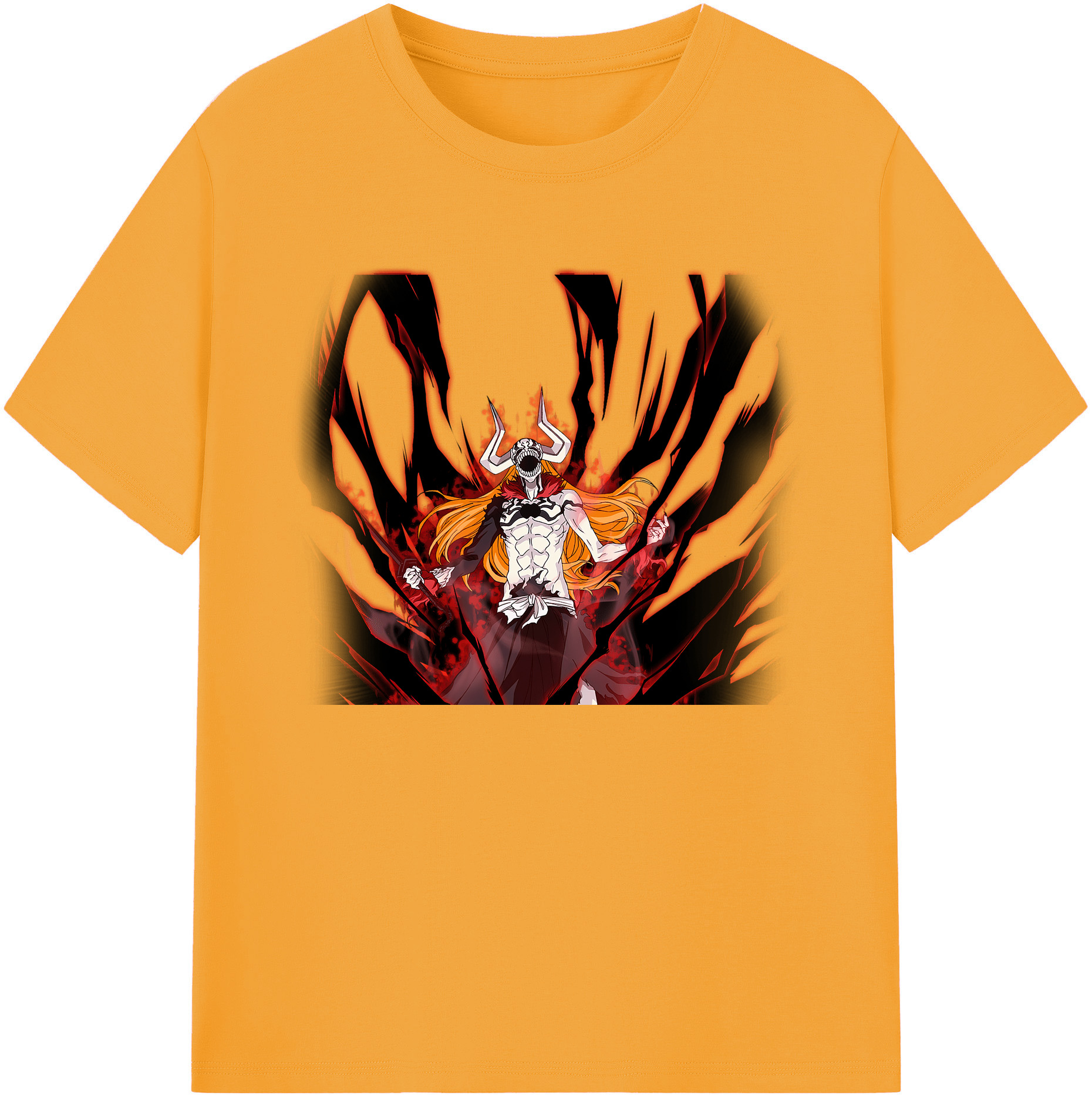 （画像用） ブリーチ 黒崎一護（くろさき いちご）BLEACH Kurosaki Ichigo 綿100％ メンズ半袖Tシャツ｜肌触りやわらか＆通気性