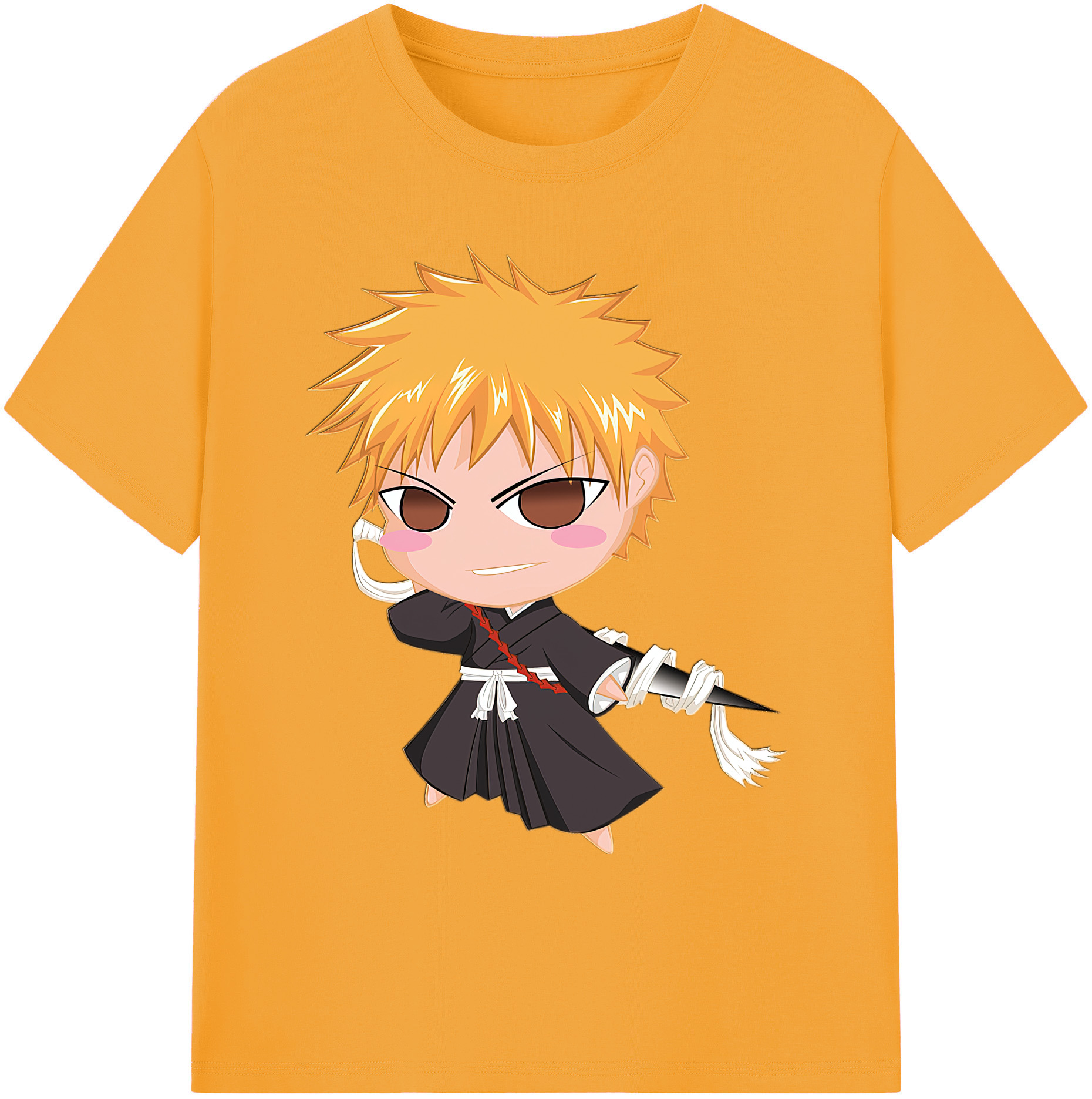 （画像用） ブリーチ 黒崎一護（くろさき いちご）BLEACH Kurosaki Ichigo 綿100％ メンズ半袖Tシャツ｜肌触りやわらか＆通気性