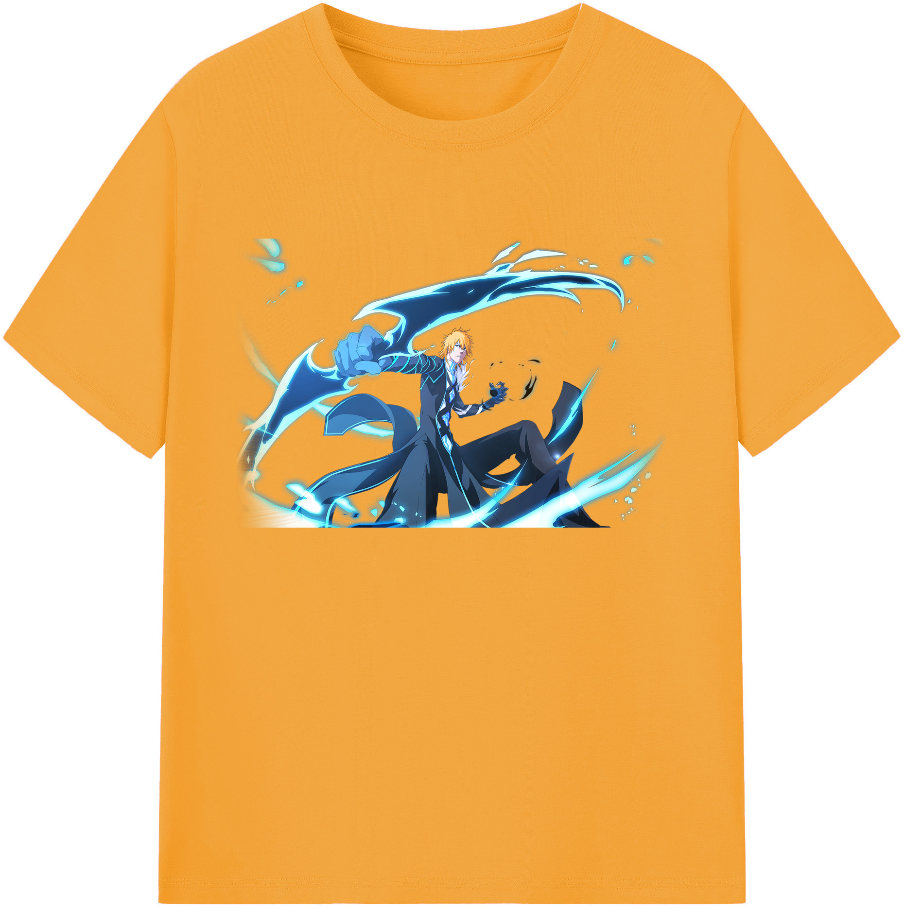 （画像用） ブリーチ 黒崎一護（くろさき いちご）BLEACH Kurosaki Ichigo 綿100％ メンズ半袖Tシャツ｜肌触りやわらか＆通気性