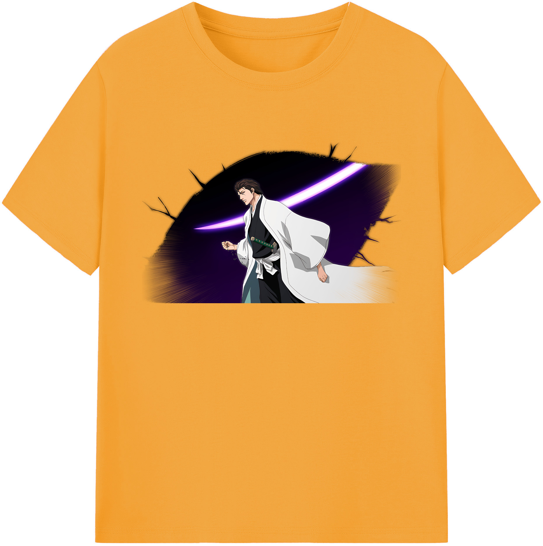 （画像用） ブリーチ 藍染 惣右介（あいぜん そうすけ） BLEACH Aizen Sousuke 綿100％ メンズ半袖Tシャツ｜肌触りやわらか＆通気性