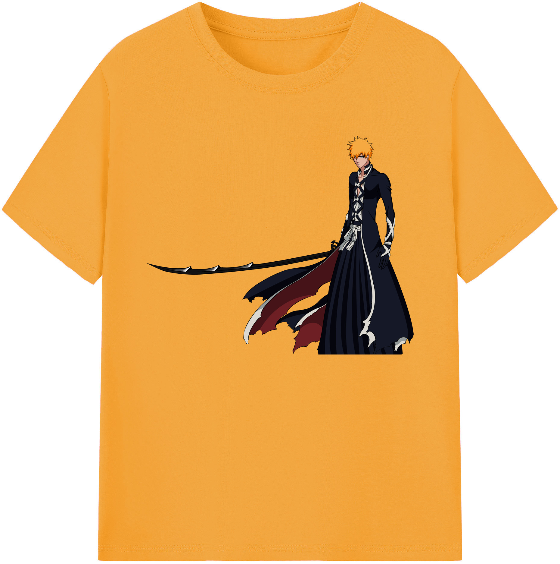 （画像用） ブリーチ 黒崎一護（くろさき いちご）BLEACH Kurosaki Ichigo 綿100％ メンズ半袖Tシャツ｜肌触りやわらか＆通気性