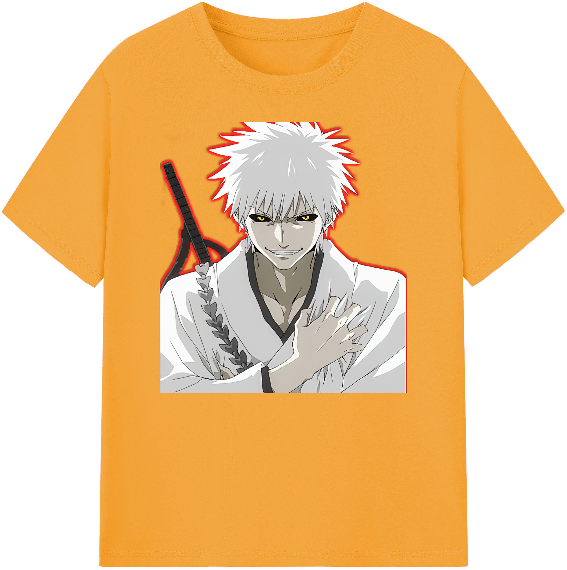 （画像用） ブリーチ 黒崎一護（くろさき いちご）BLEACH Kurosaki Ichigo 綿100％ メンズ半袖Tシャツ｜肌触りやわらか＆通気性