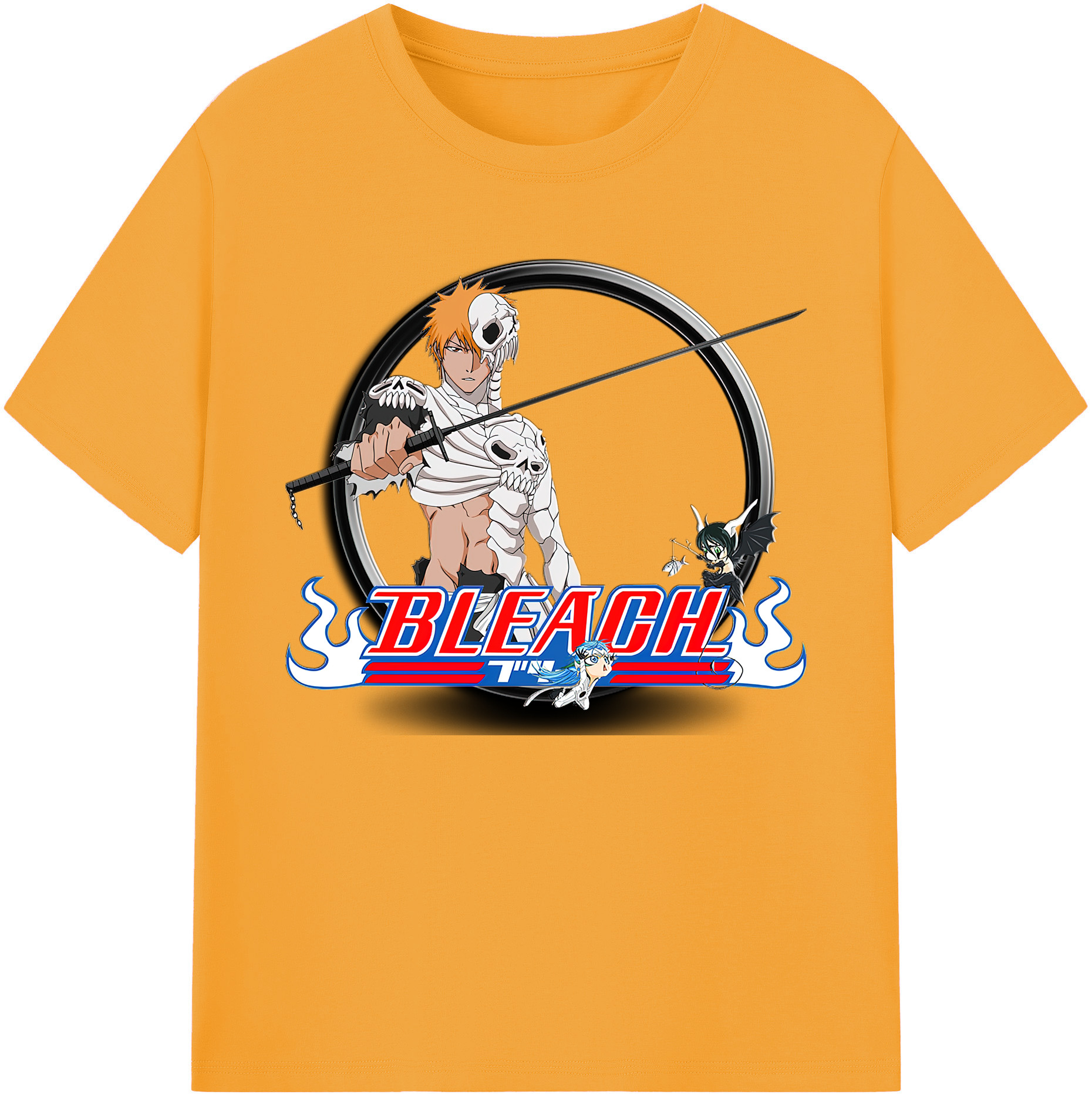 （画像用） ブリーチ 黒崎一護（くろさき いちご）BLEACH Kurosaki Ichigo 綿100％ メンズ半袖Tシャツ｜肌触りやわらか＆通気性