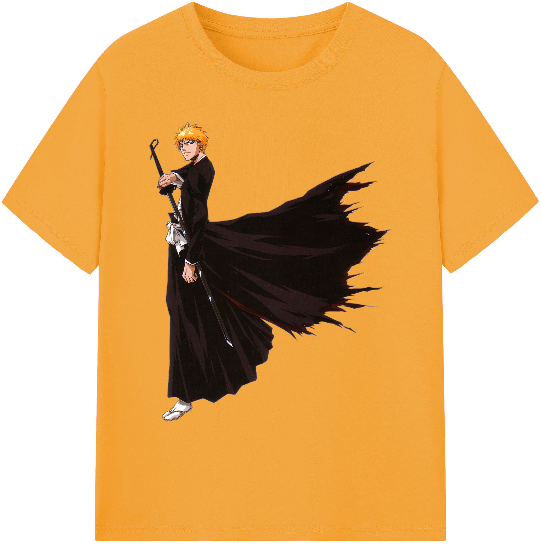 （画像用） ブリーチ 黒崎一護（くろさき いちご）BLEACH Kurosaki Ichigo 綿100％ メンズ半袖Tシャツ｜肌触りやわらか＆通気性
