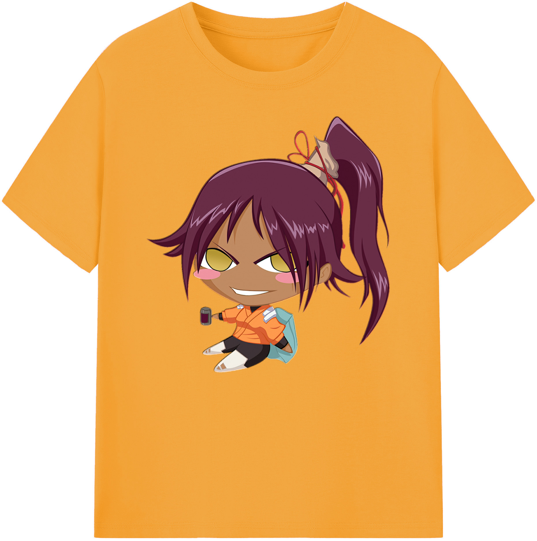 （画像用） ブリーチ 四楓院 夜一（しほういん よるいち） BLEACH Shihouin Yoruichi 綿100％ メンズ半袖Tシャツ｜肌触りやわらか＆通気性