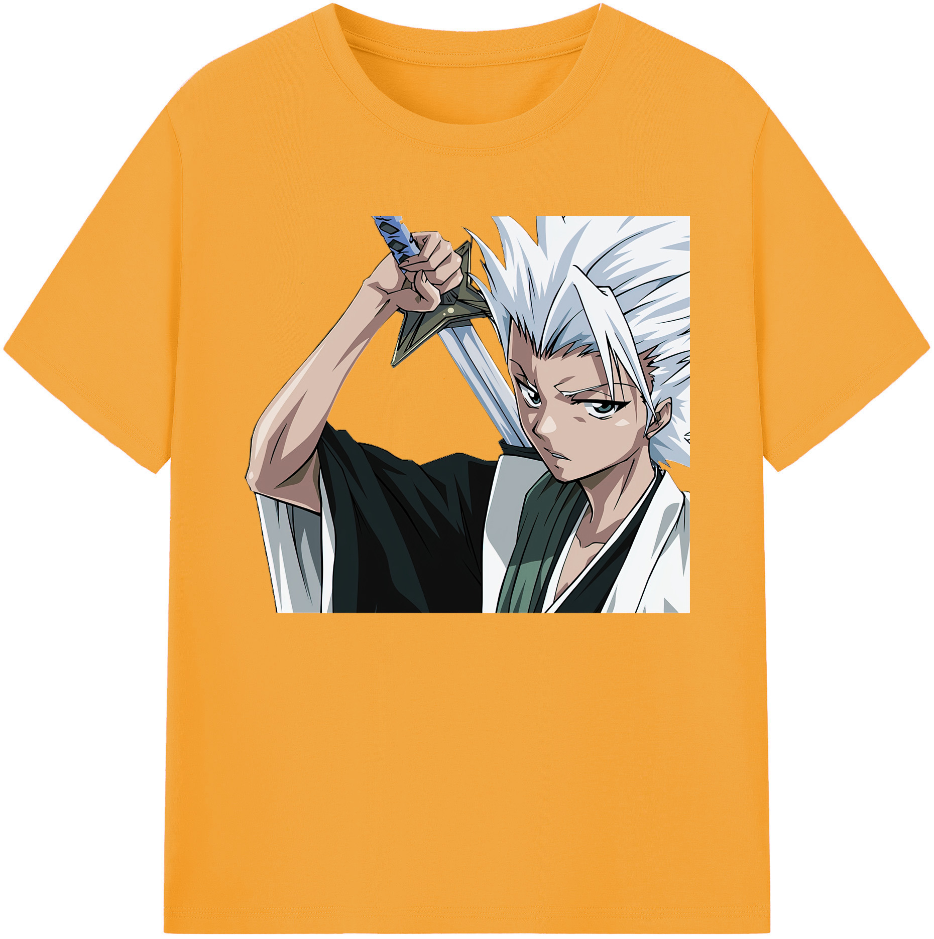 （画像用） ブリーチ 日番谷冬獅郎（ひつがや とうしろう） BLEACH Hitsugaya Toushirou 綿100％ メンズ半袖Tシャツ｜肌触りやわらか＆通気性