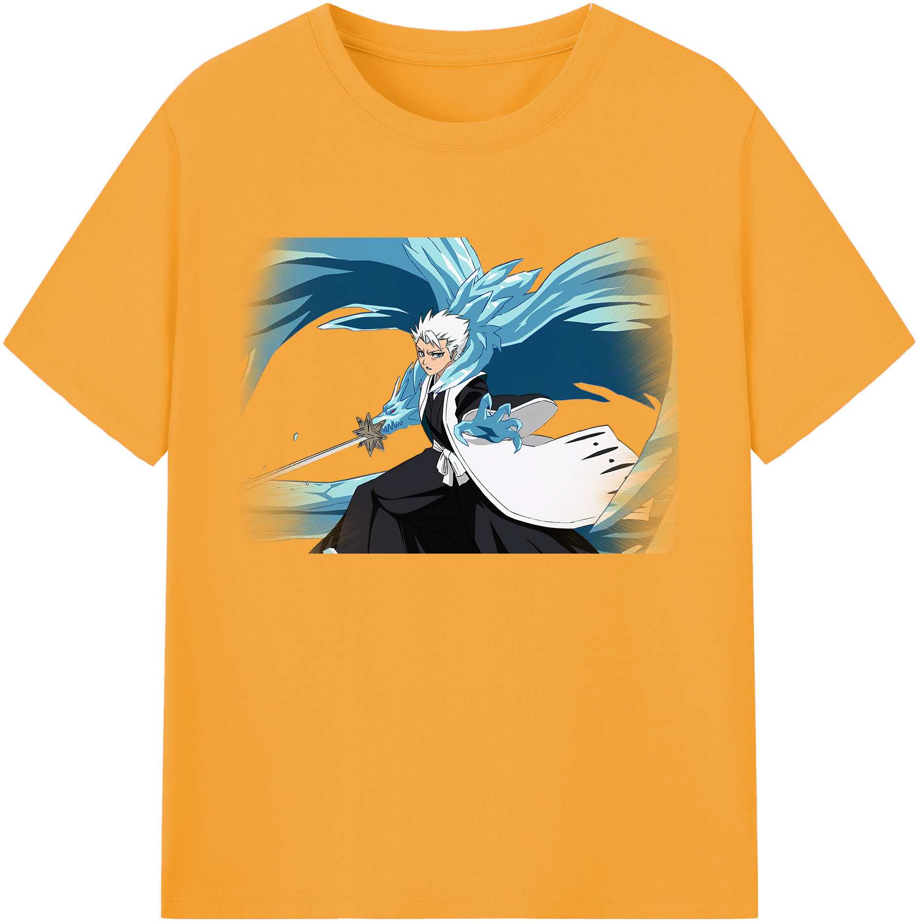 （画像用） ブリーチ 日番谷冬獅郎（ひつがや とうしろう） BLEACH Hitsugaya Toushirou 綿100％ メンズ半袖Tシャツ｜肌触りやわらか＆通気性