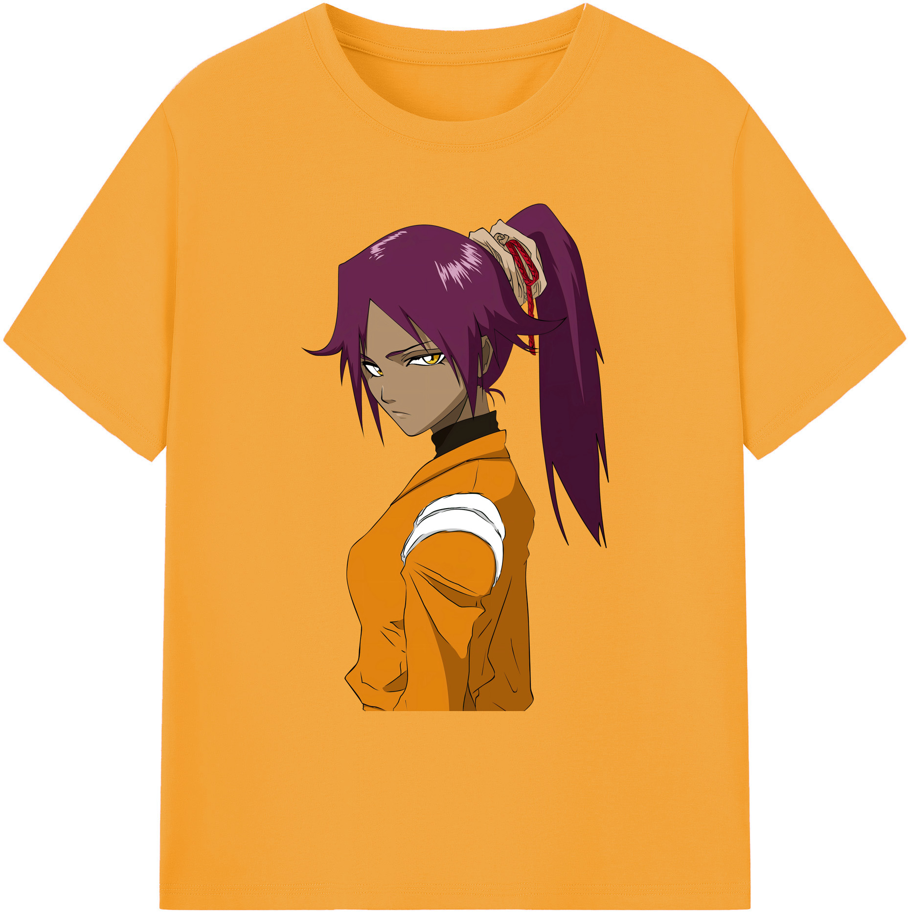 （画像用） ブリーチ 四楓院 夜一（しほういん よるいち） BLEACH Shihouin Yoruichi 綿100％ メンズ半袖Tシャツ｜肌触りやわらか＆通気性