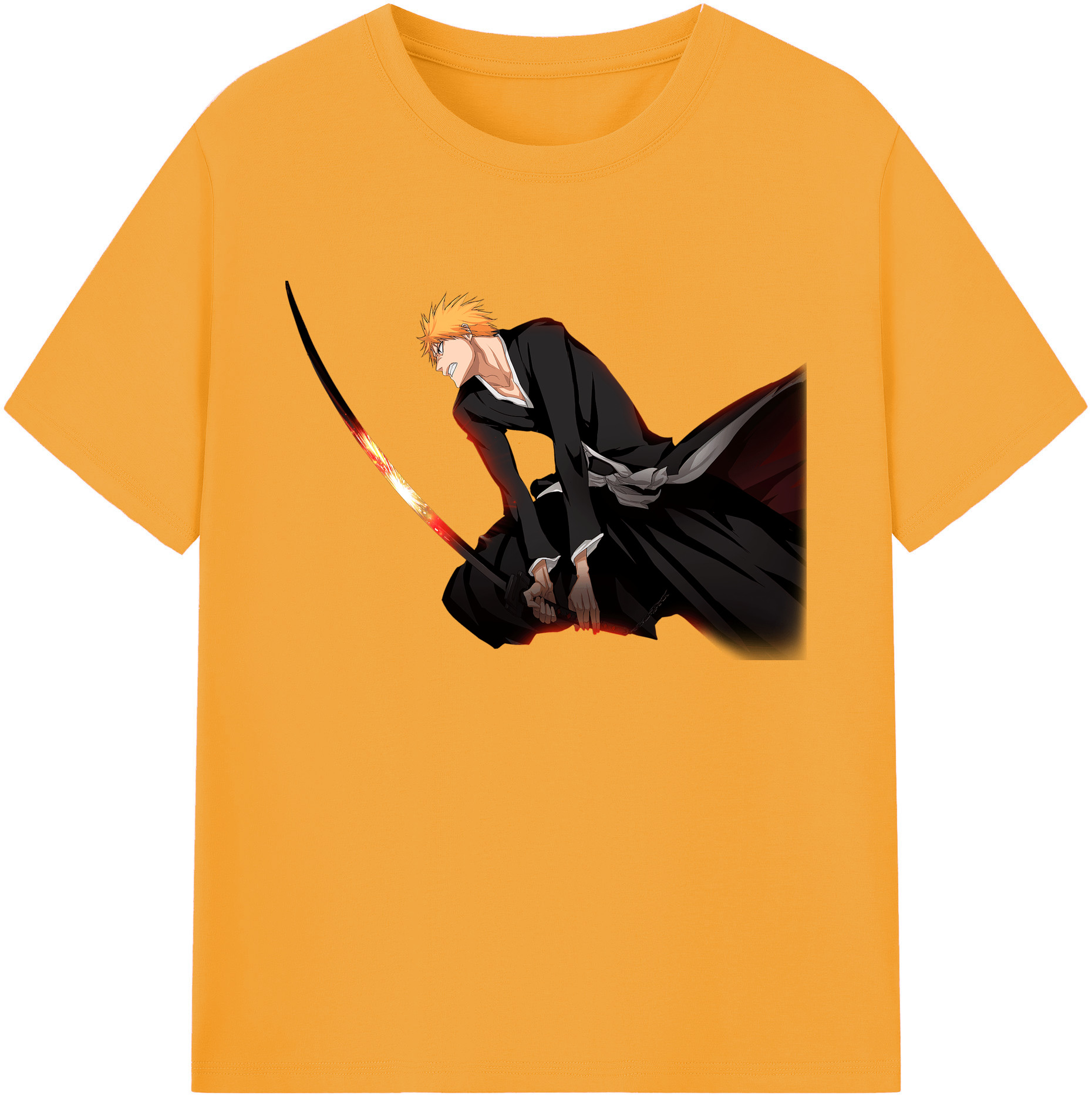 （画像用） ブリーチ 黒崎一護（くろさき いちご）BLEACH Kurosaki Ichigo 綿100％ メンズ半袖Tシャツ｜肌触りやわらか＆通気性